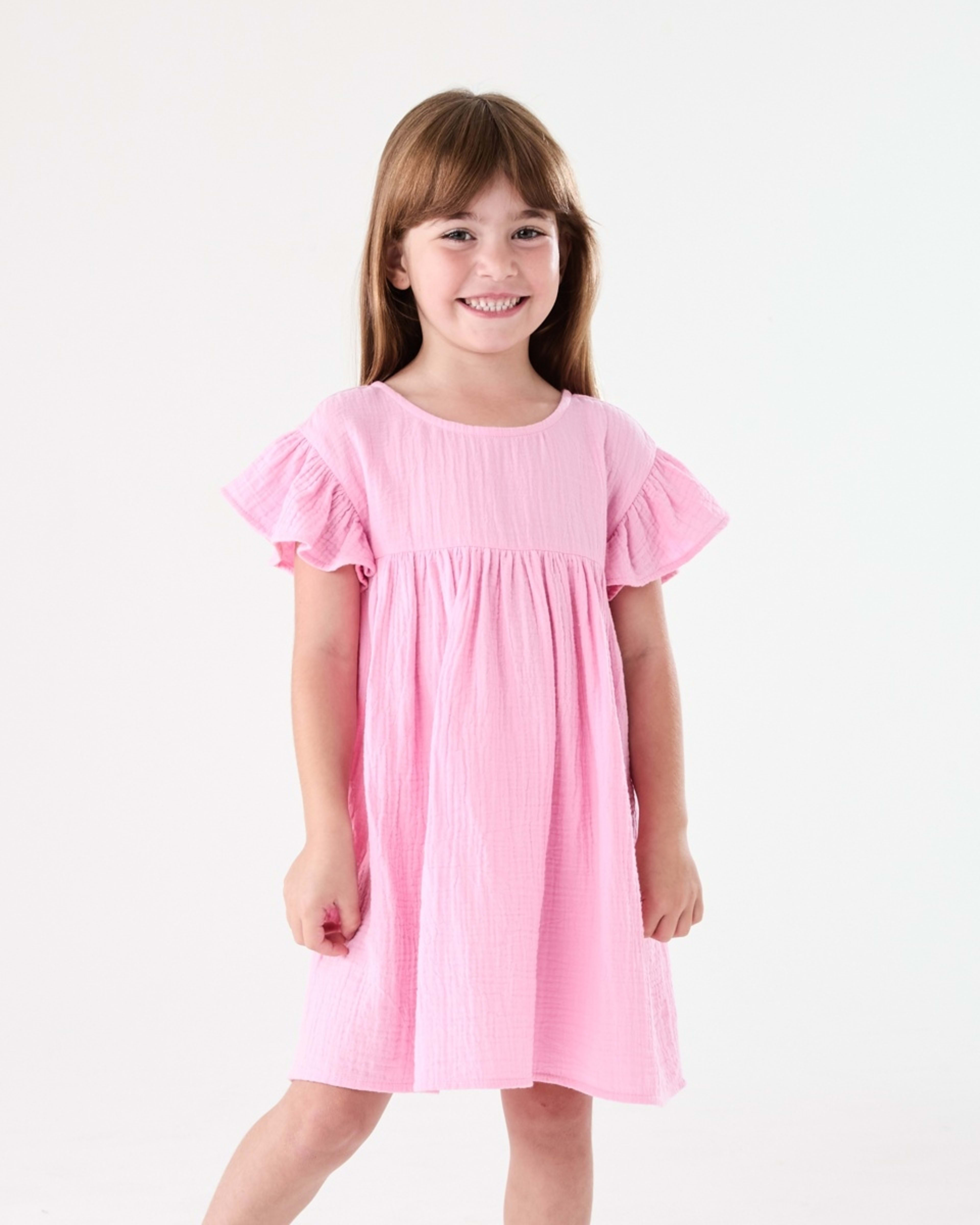 1 Woven Dress BUBBLEGUM PINK, 1 of 8