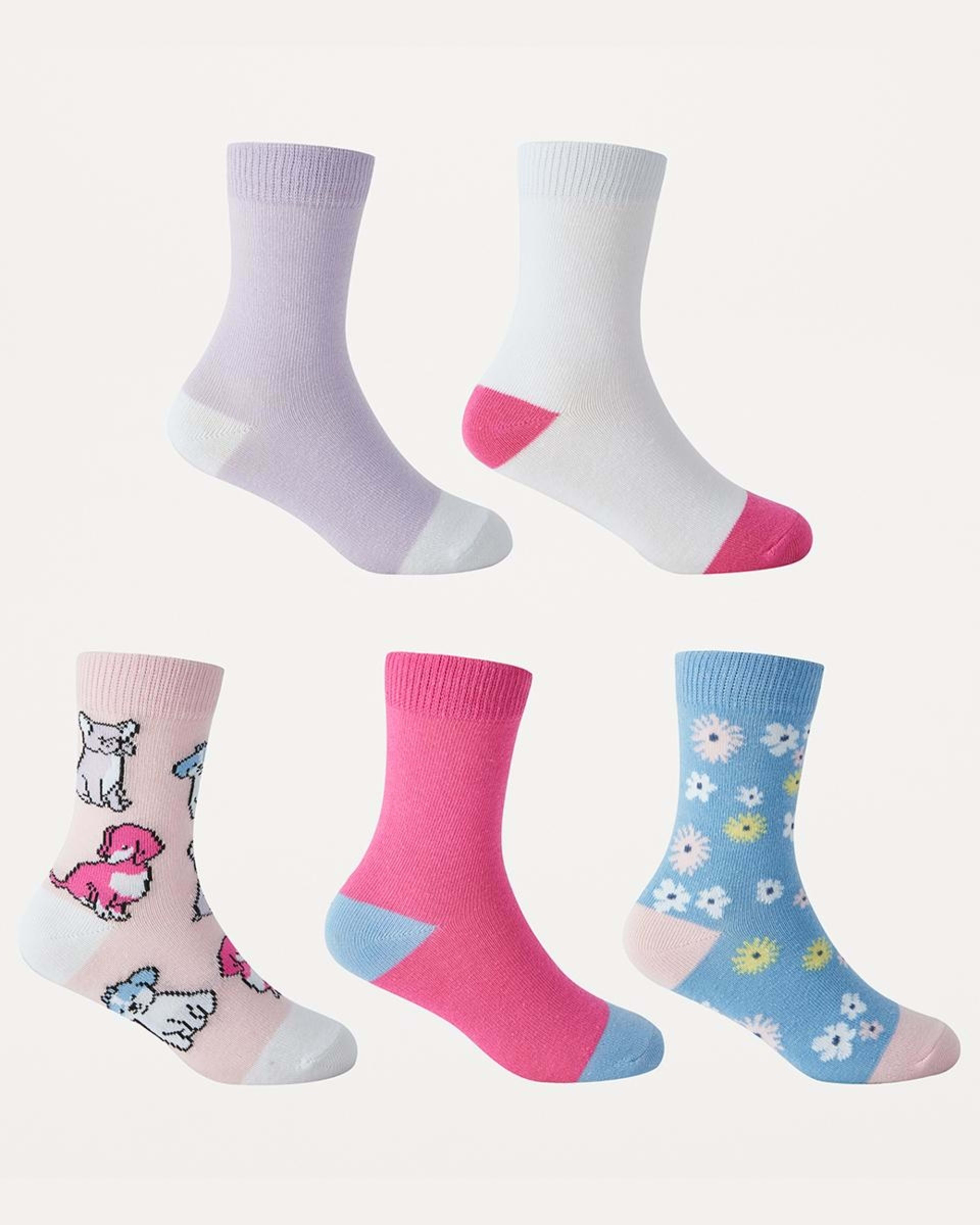 2 5 Pack Crew Socks Dog 24, 2 of 3