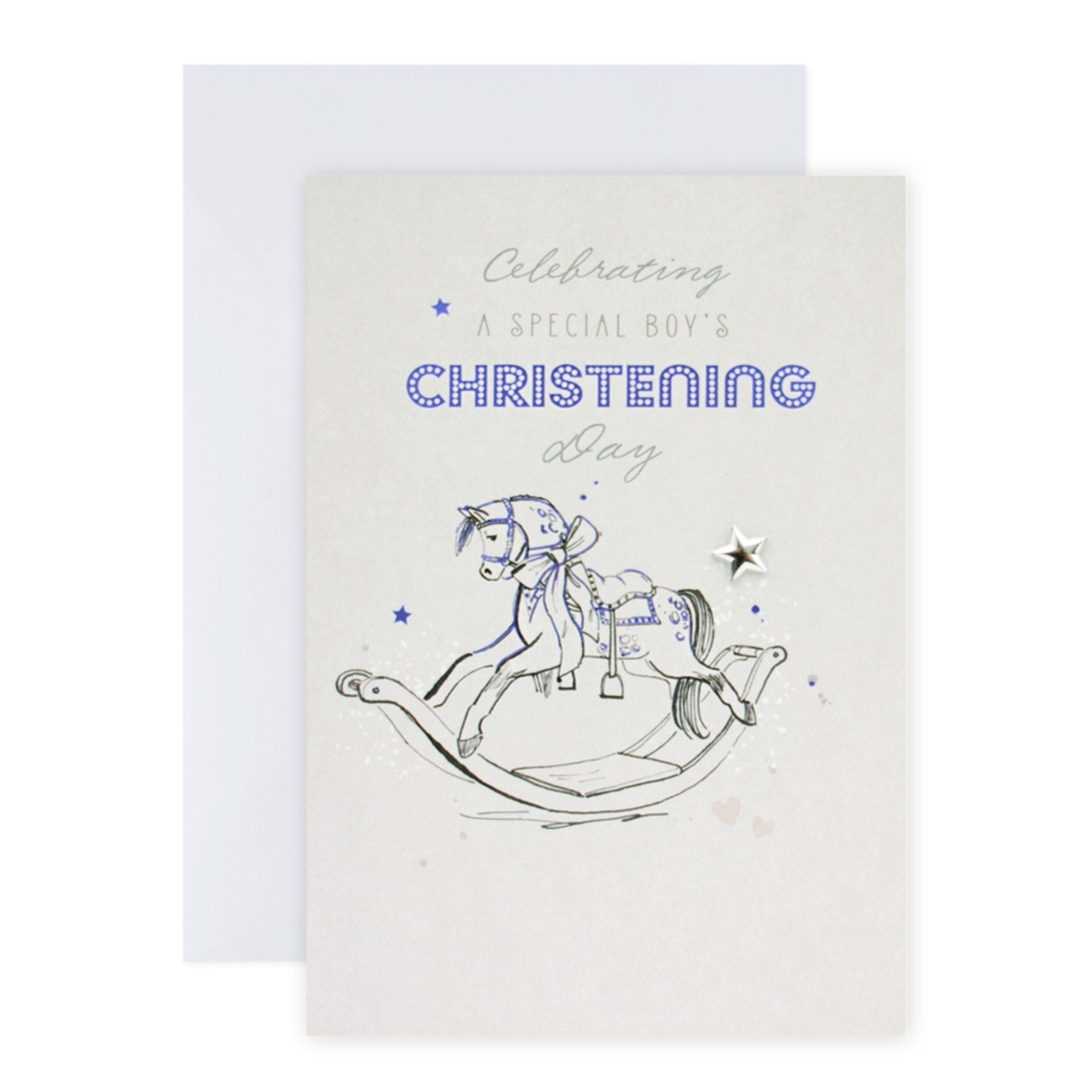1 Connections from Hallmark Christening Card for Baby Boy - Rocking Horse
