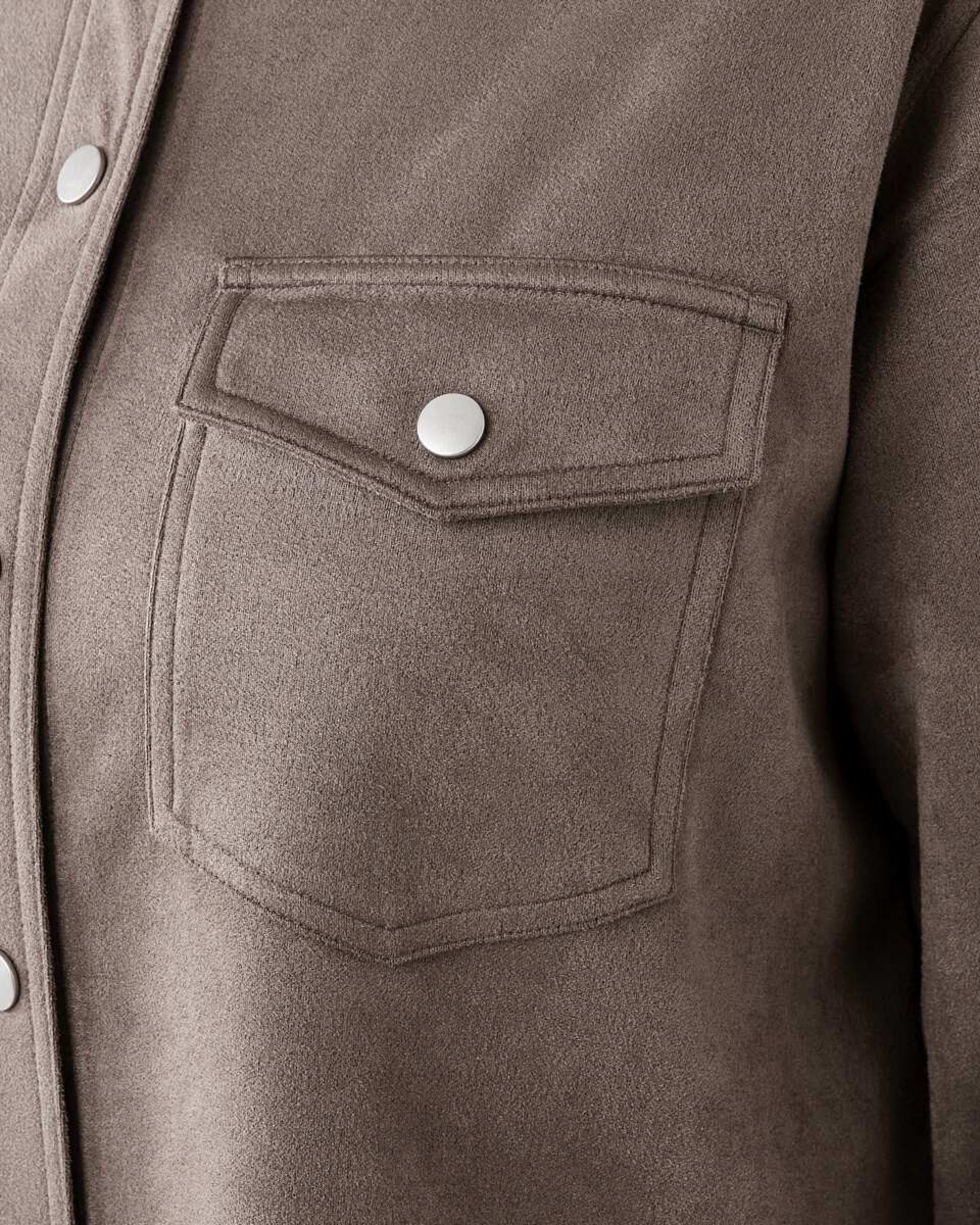 7 Long Sleeve Suedette Shirt Taupe Brn, 7 of 8