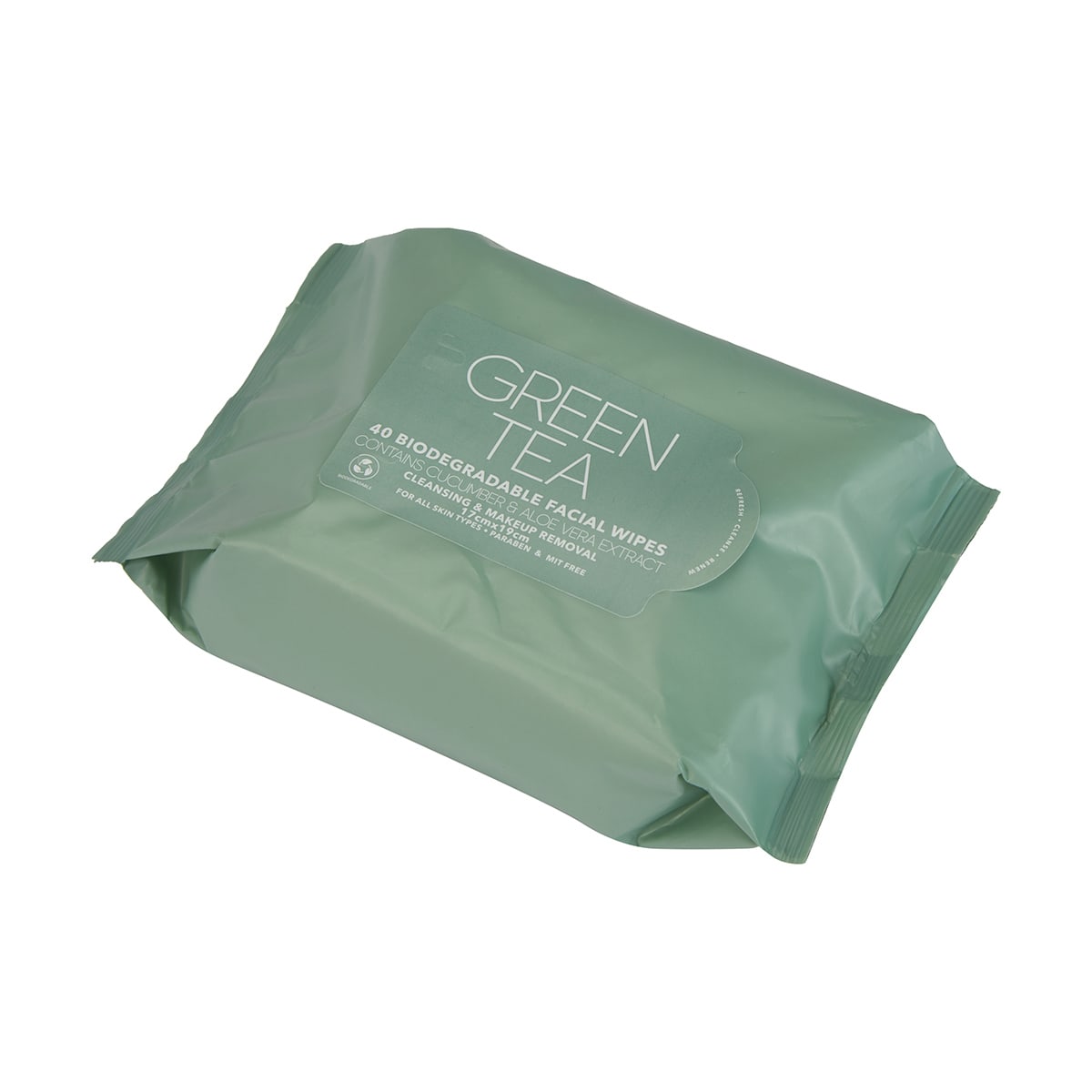 40 Pack Cleansing & Makeup Removal Biodegradable Facial Wipes Green