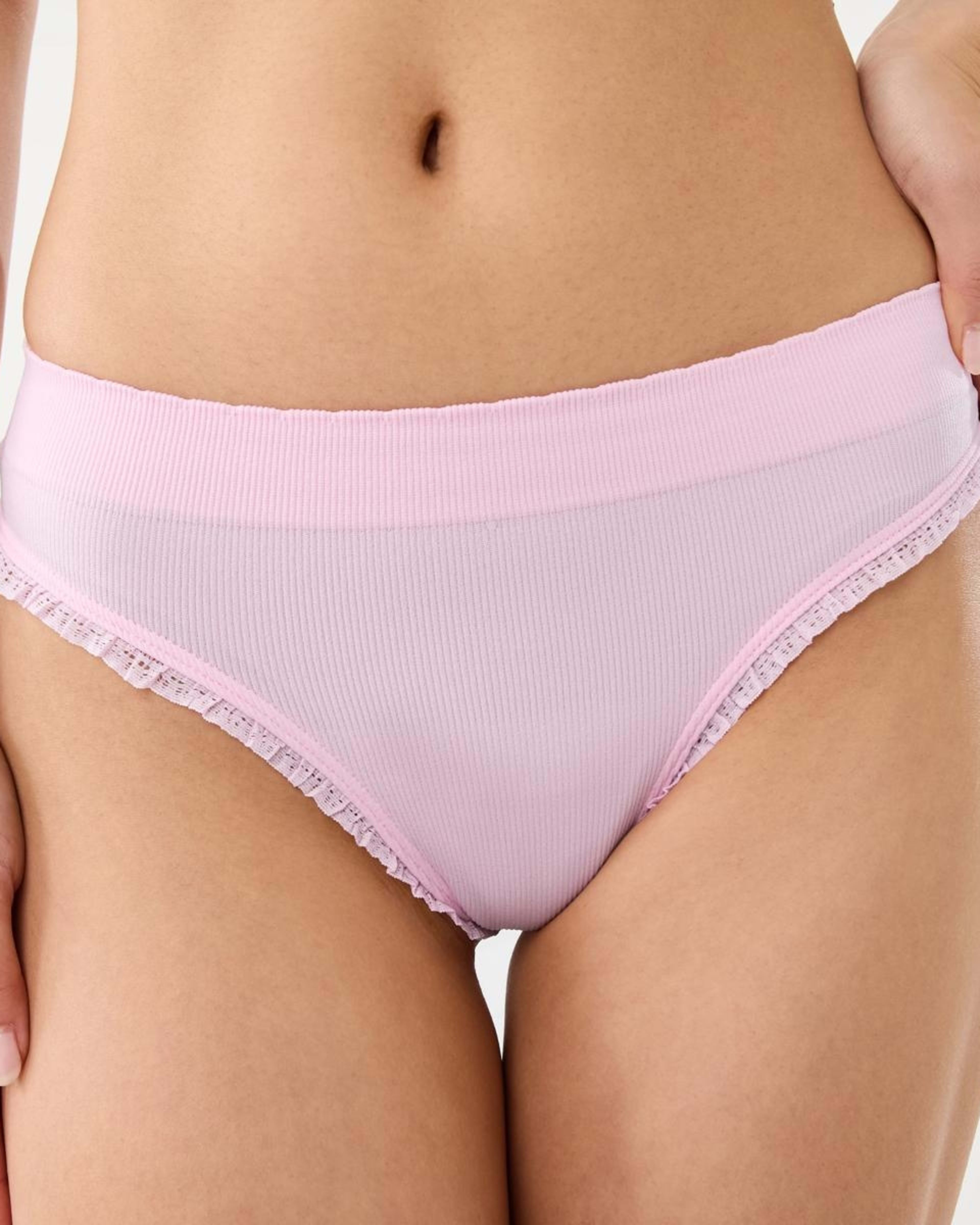 5 3 Pack Seamfree Rib G-String Briefs BERRY, WHITE, PINK LADY, 5 of 7