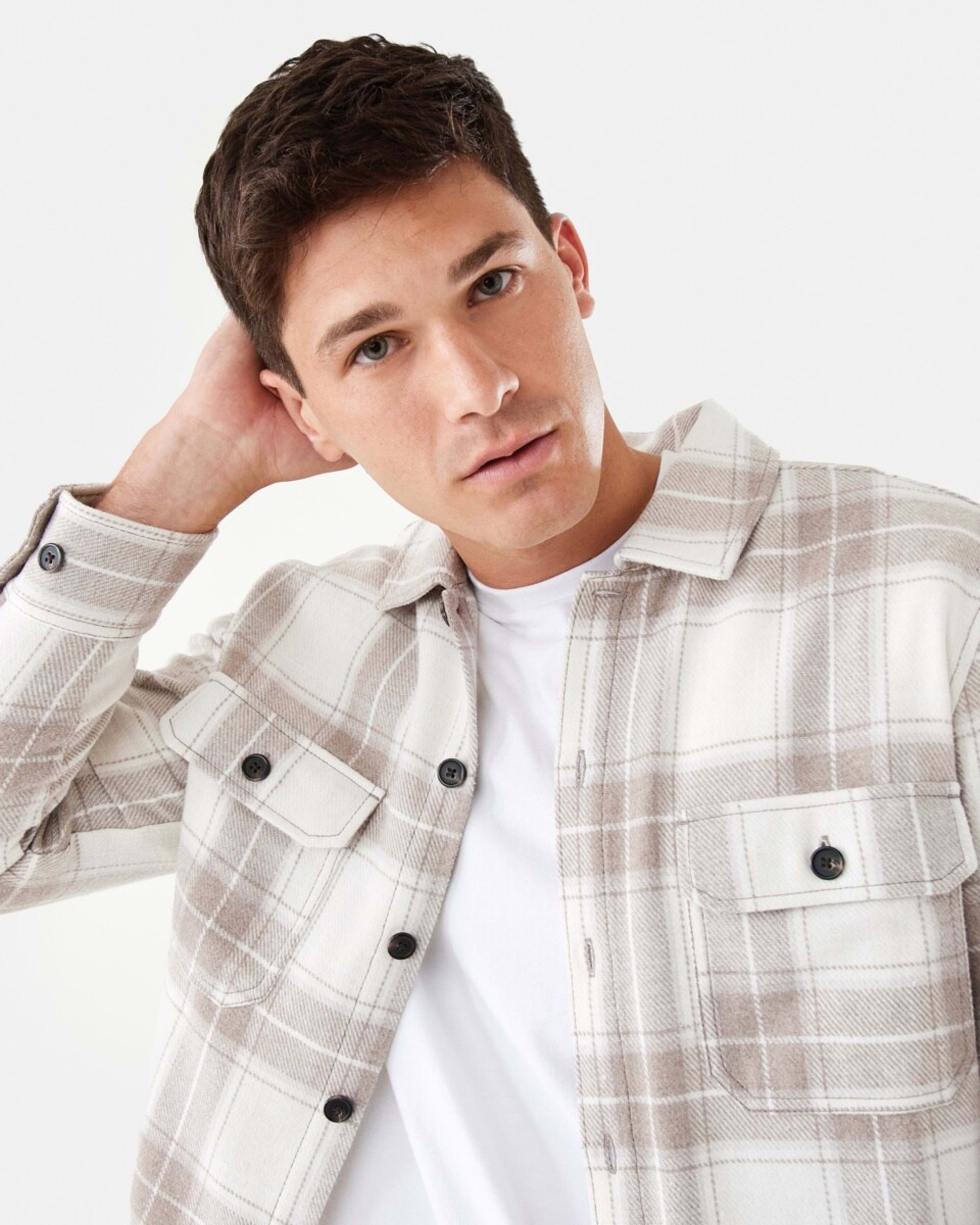 5 Long Sleeve Check Overshirt Bge Check, 5 of 7