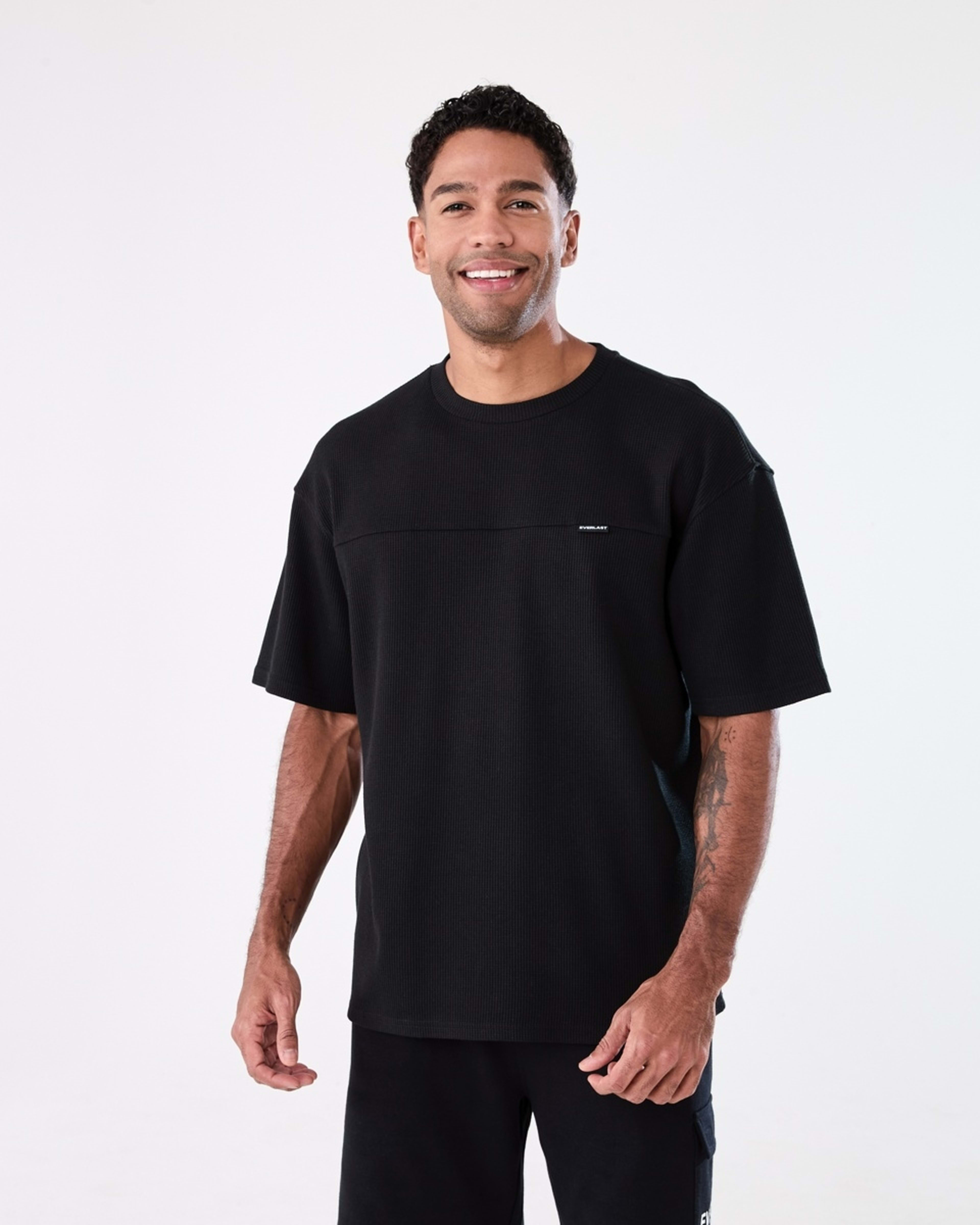 1 Everlast Mens Waffle T-shirt EVERLAST BLACK, 1 of 7
