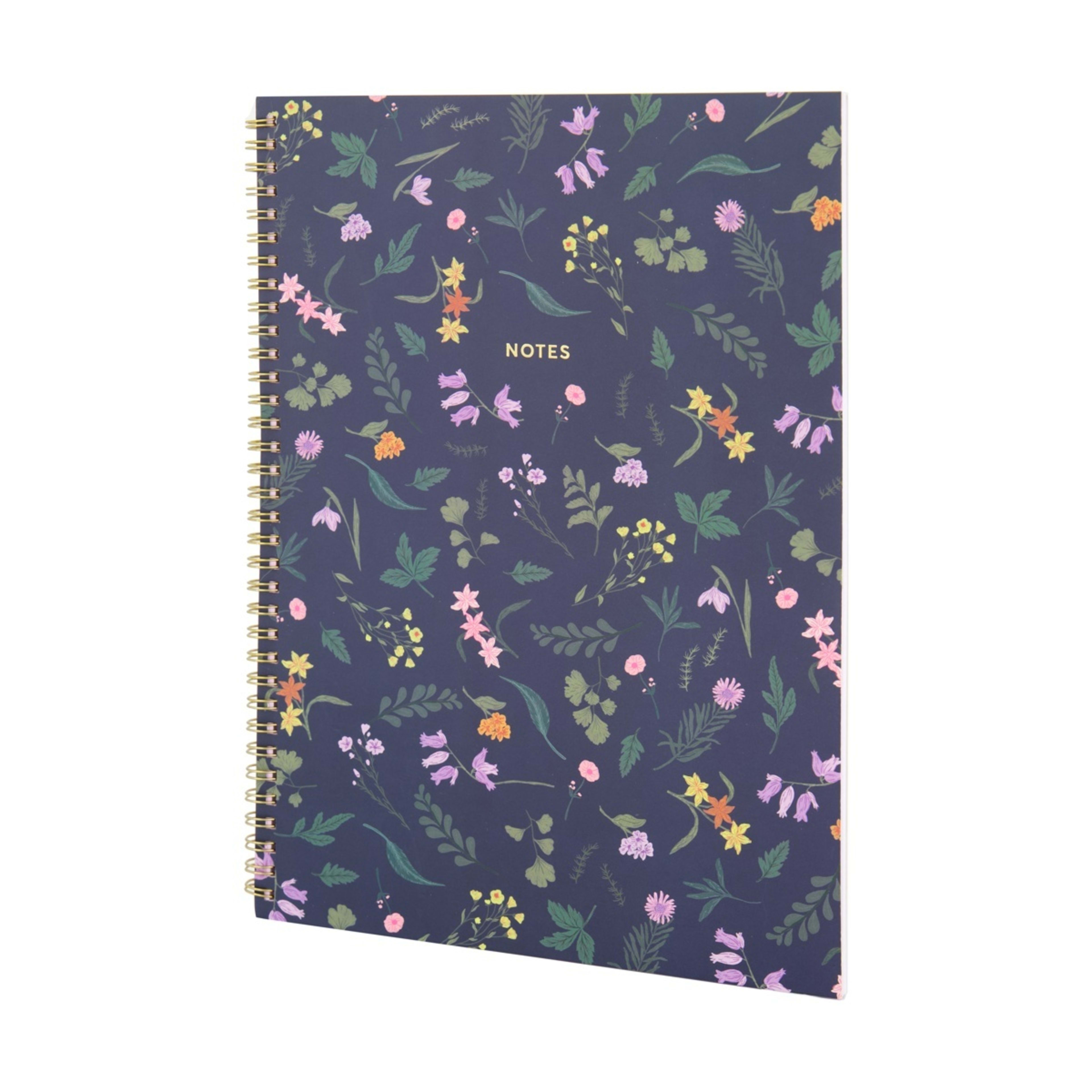3 A4 Spiral Notebook - Navy, Floral, 3 of 6