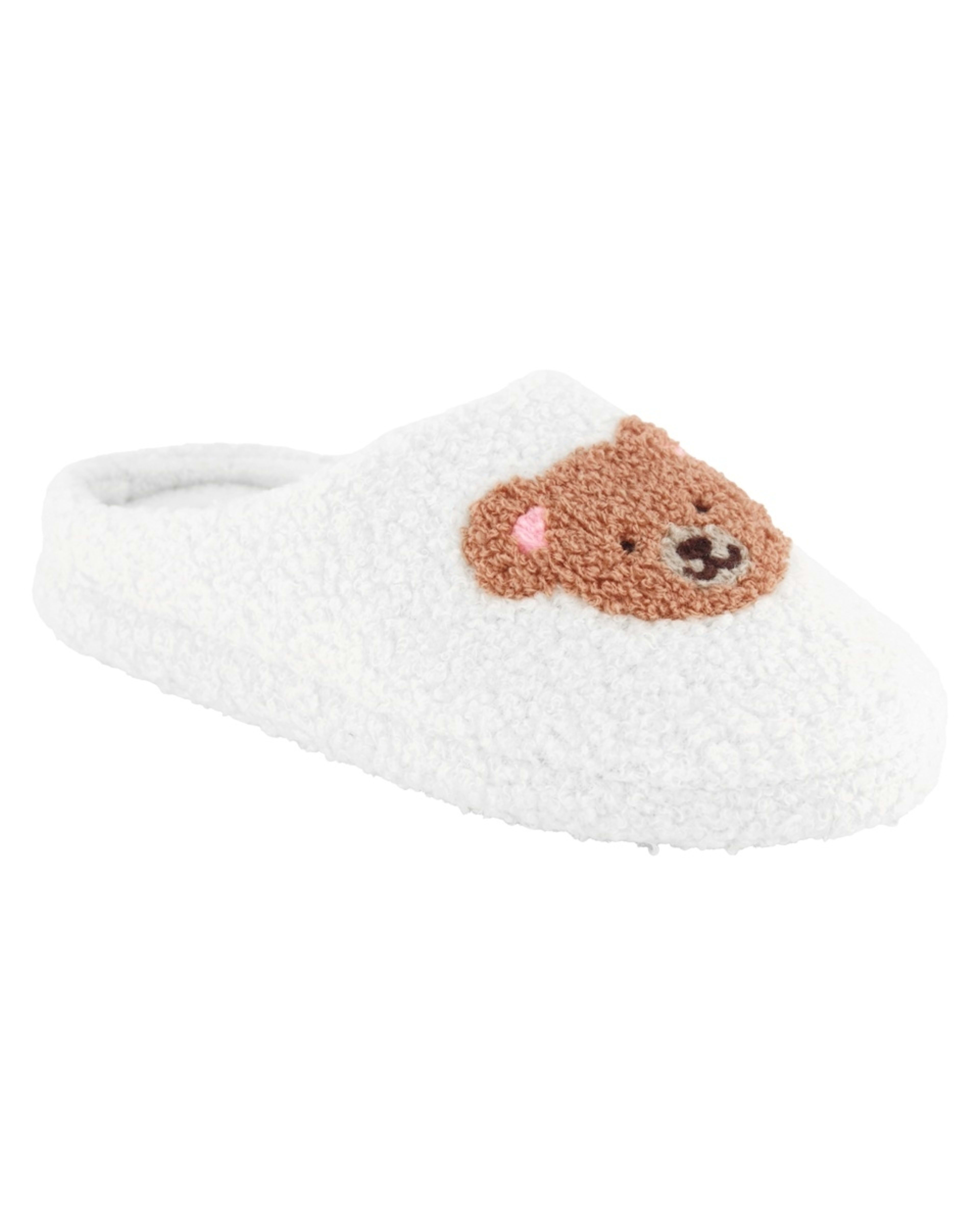 1 Senior Slippers Teddt Bear White