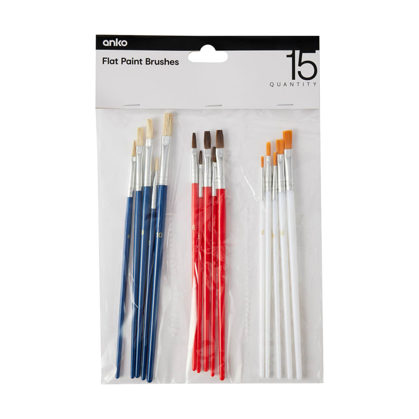 15 Pack Flat Paint Brushes Kmart