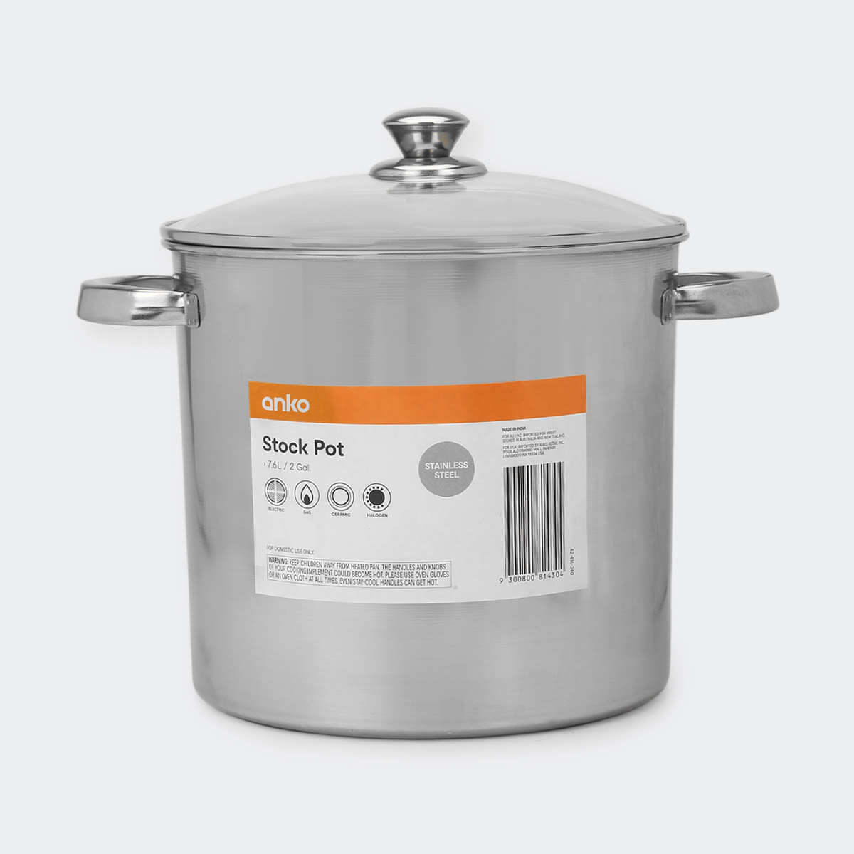 7.6L Stainless Steel Stock Pot Kmart