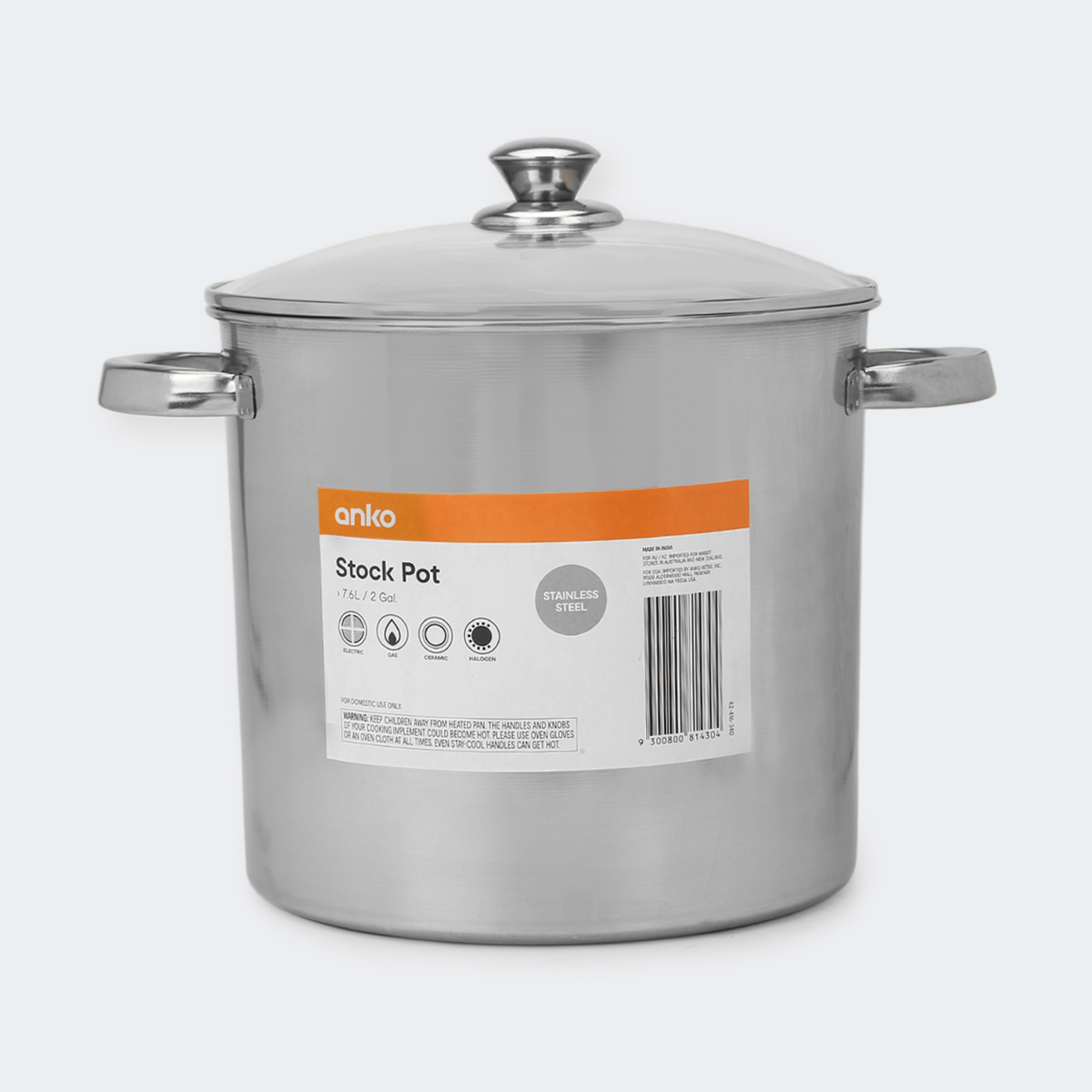 7.6L Stainless Steel Stock Pot Kmart