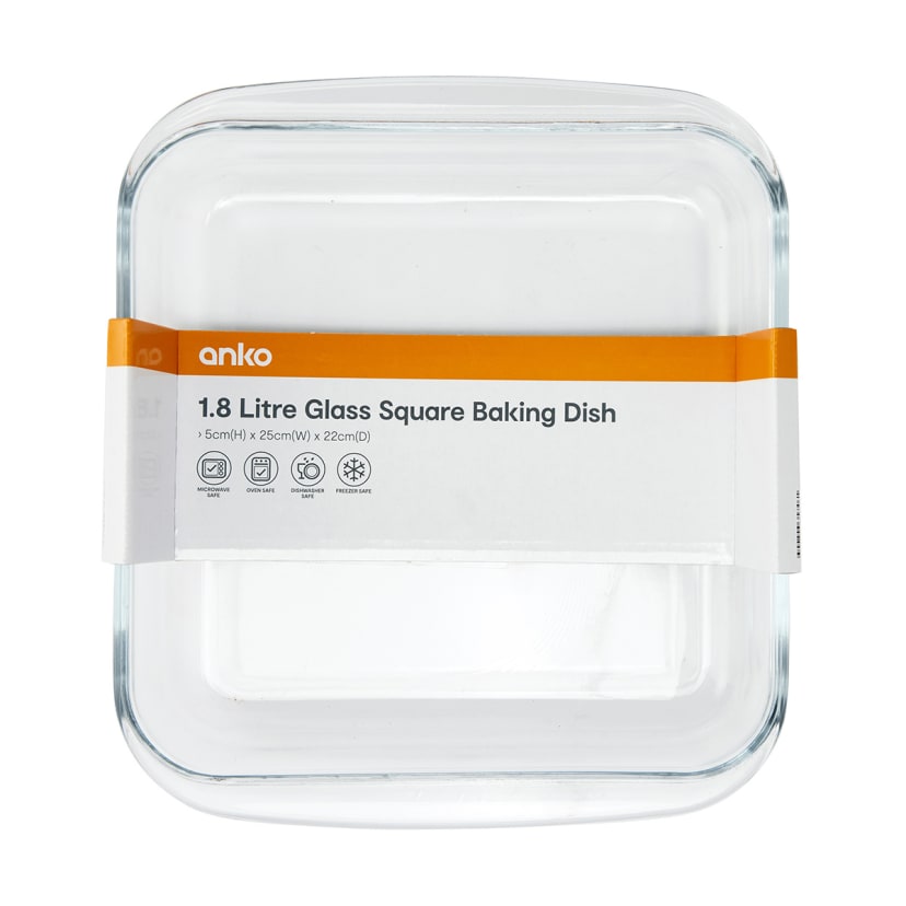 1.8L Square Glass Baking Dish Kmart