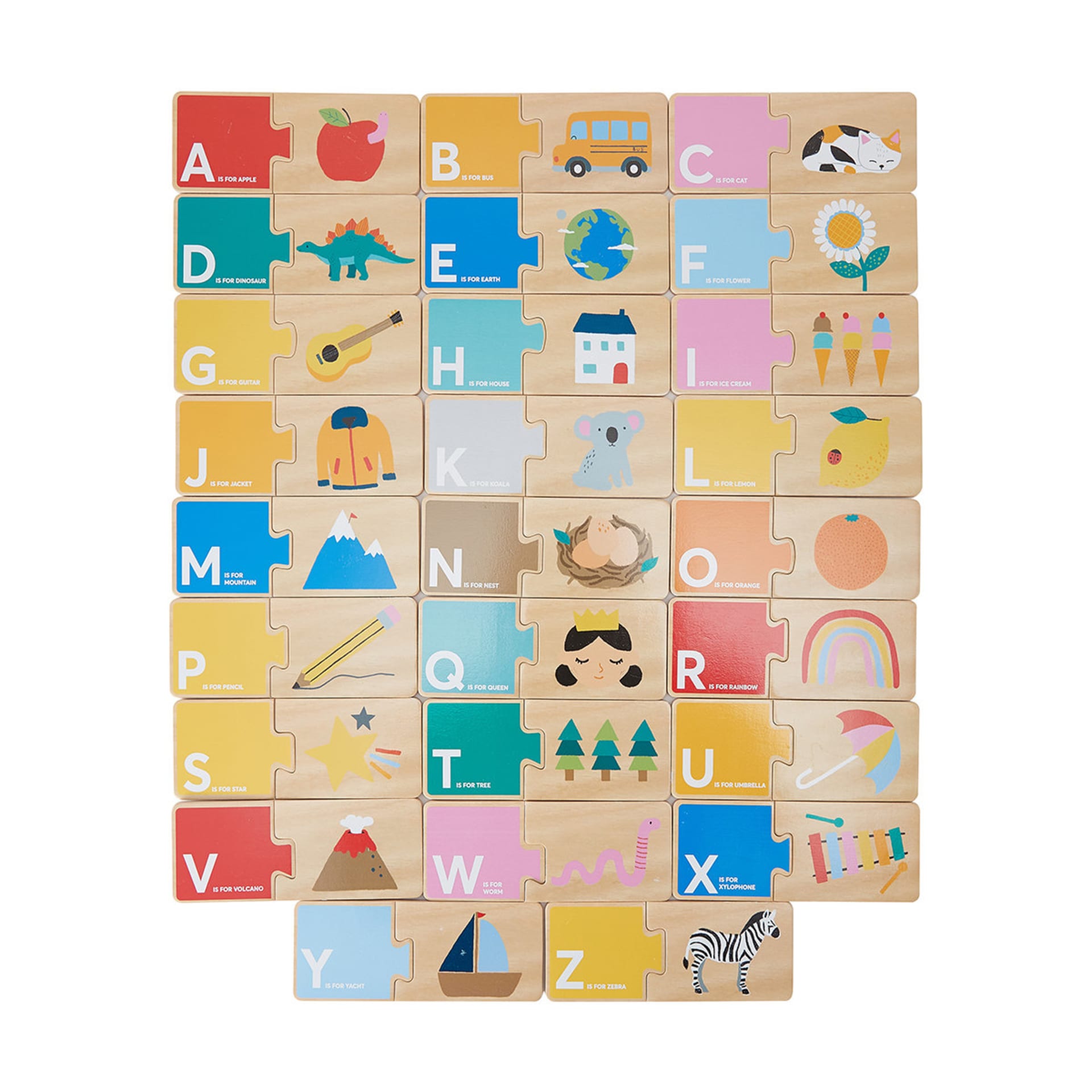 Wooden Alphabet Cards Puzzle Set Kmart