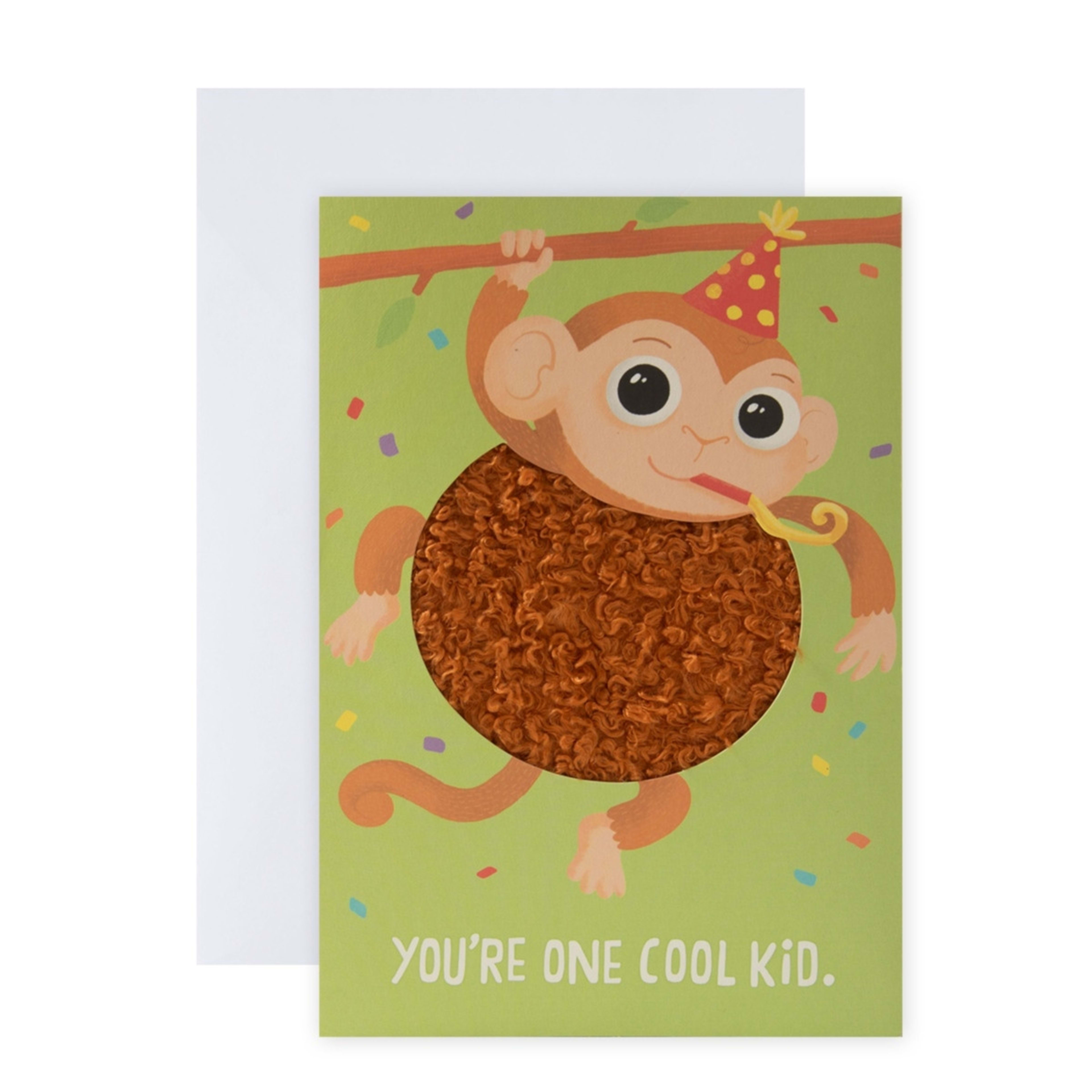 1 Hallmark Birthday Card - Fuzzy Monkey