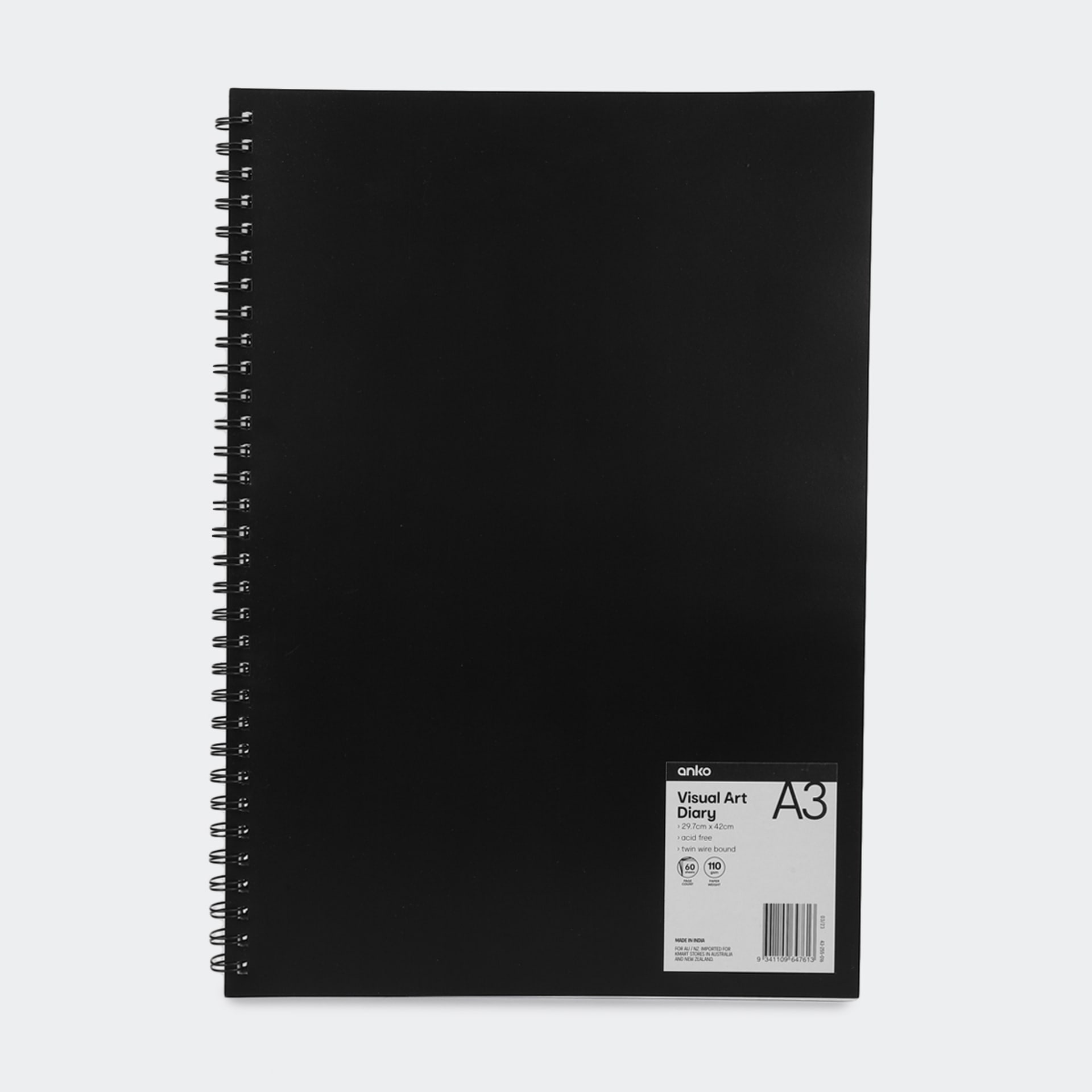 A3 Visual Art Diary Black Kmart