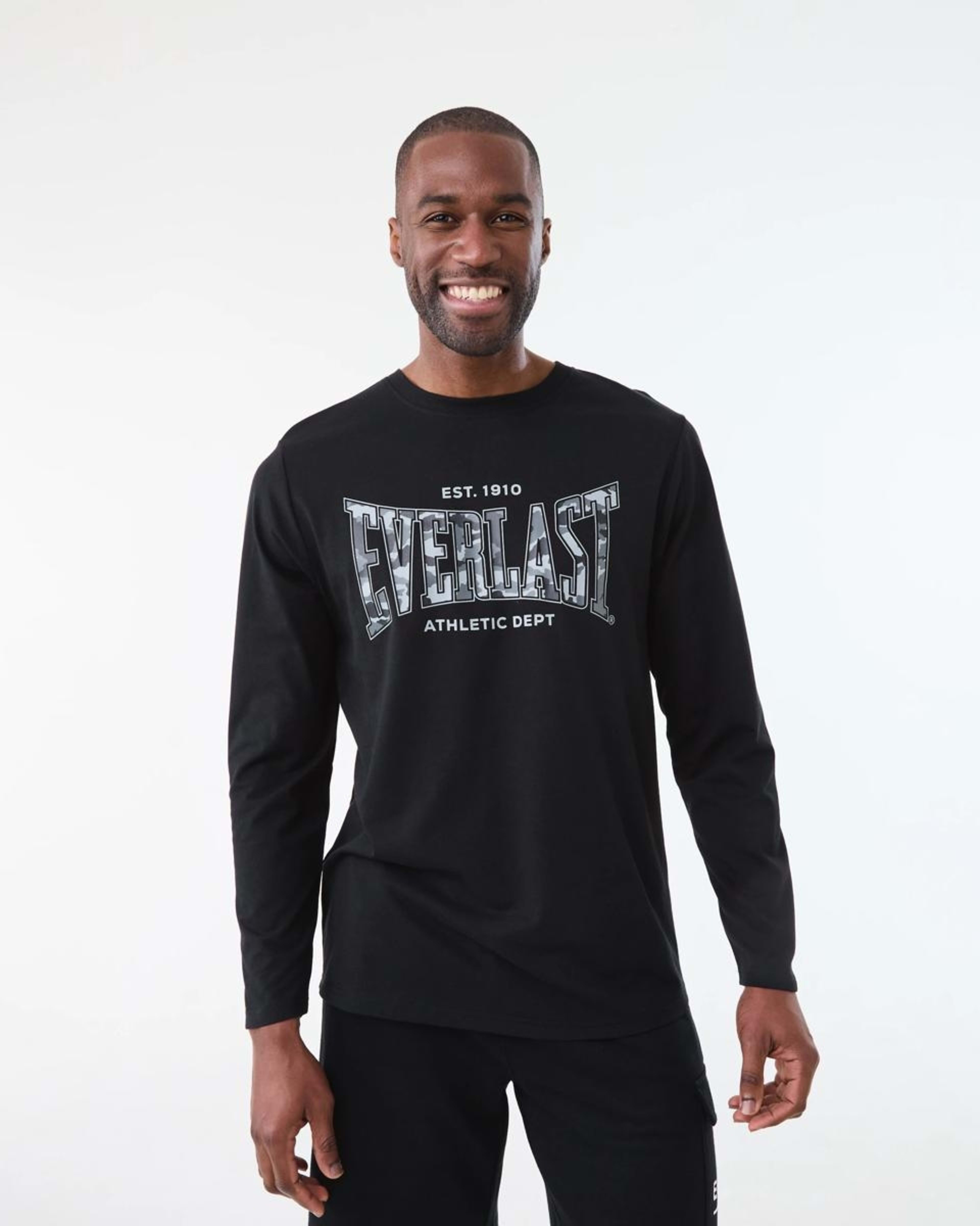 1 Everlast Mens Relaxed Printed Long Sleeve T-shirt EVERLAST BLACK, 1 of 6
