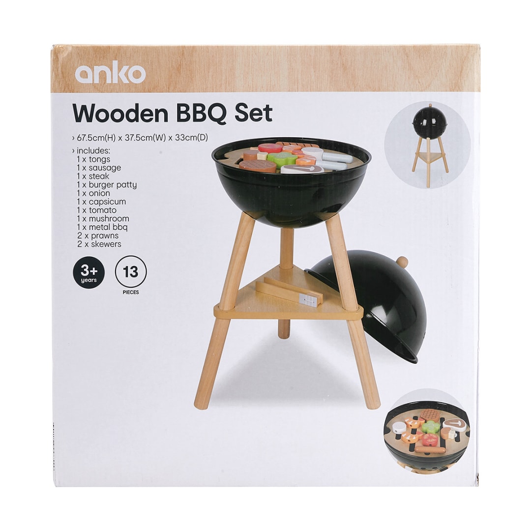 13 Piece Wooden BBQ Playset Kmart