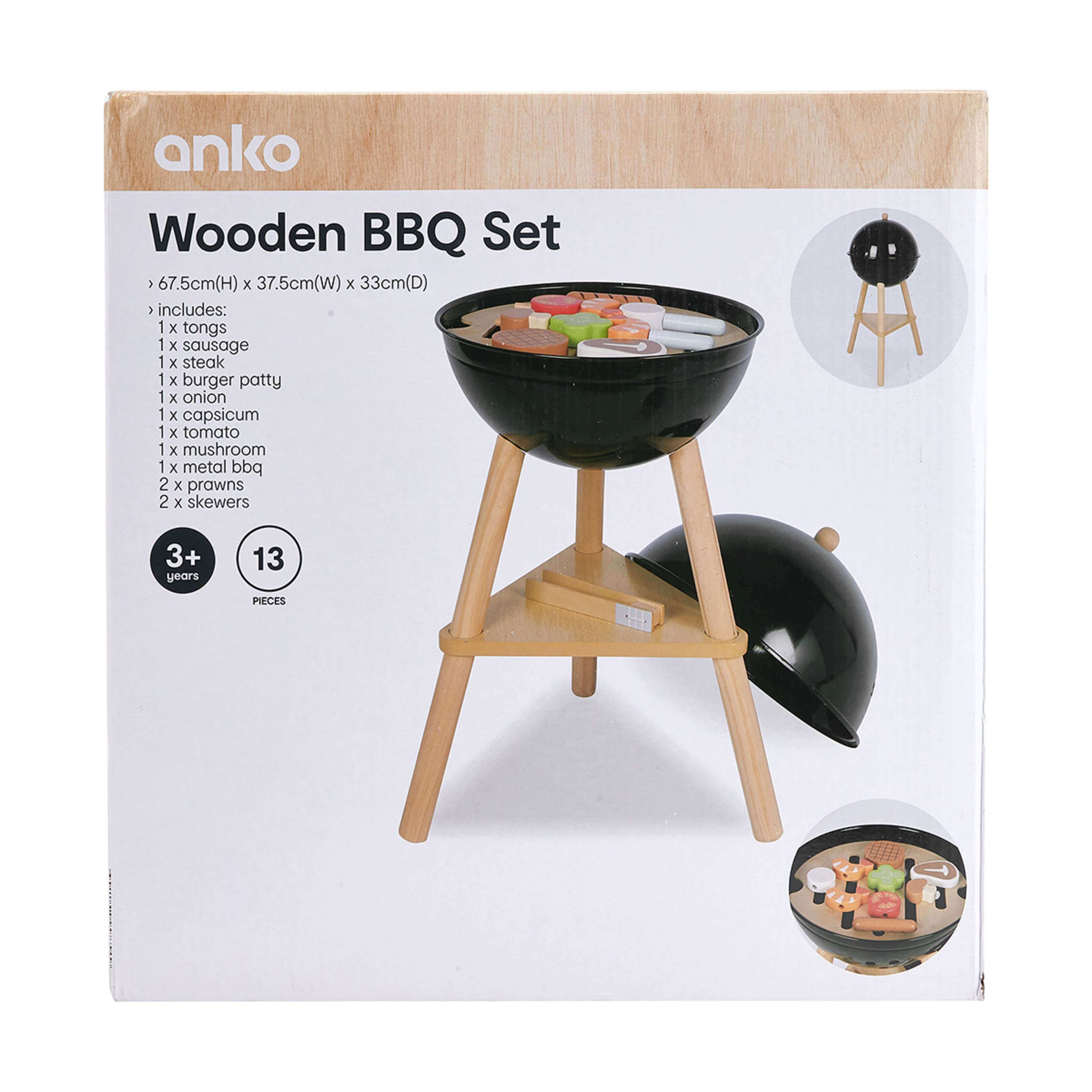 13 Piece Wooden BBQ Playset Kmart