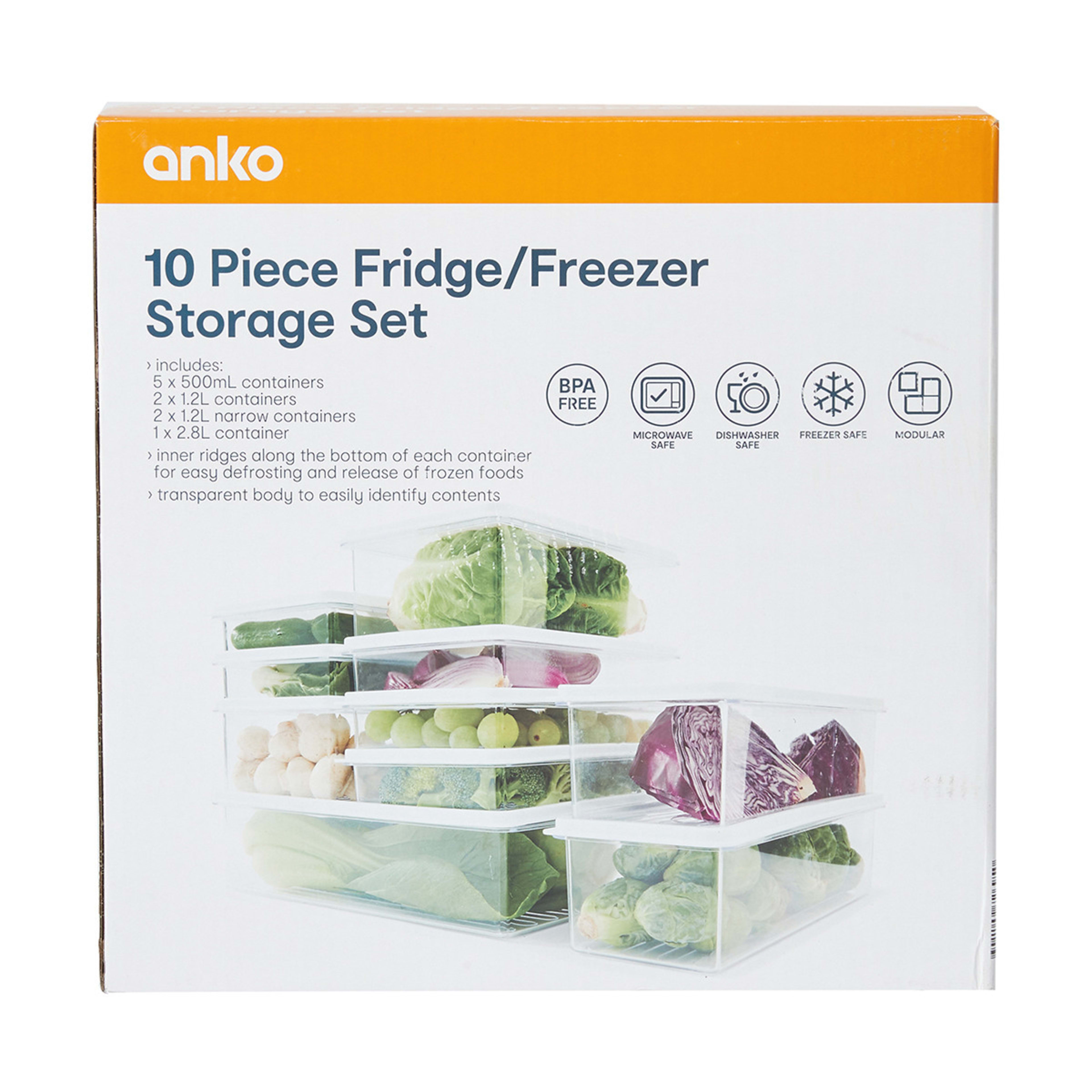 10 Piece Fridge/Freezer Storage Set Kmart
