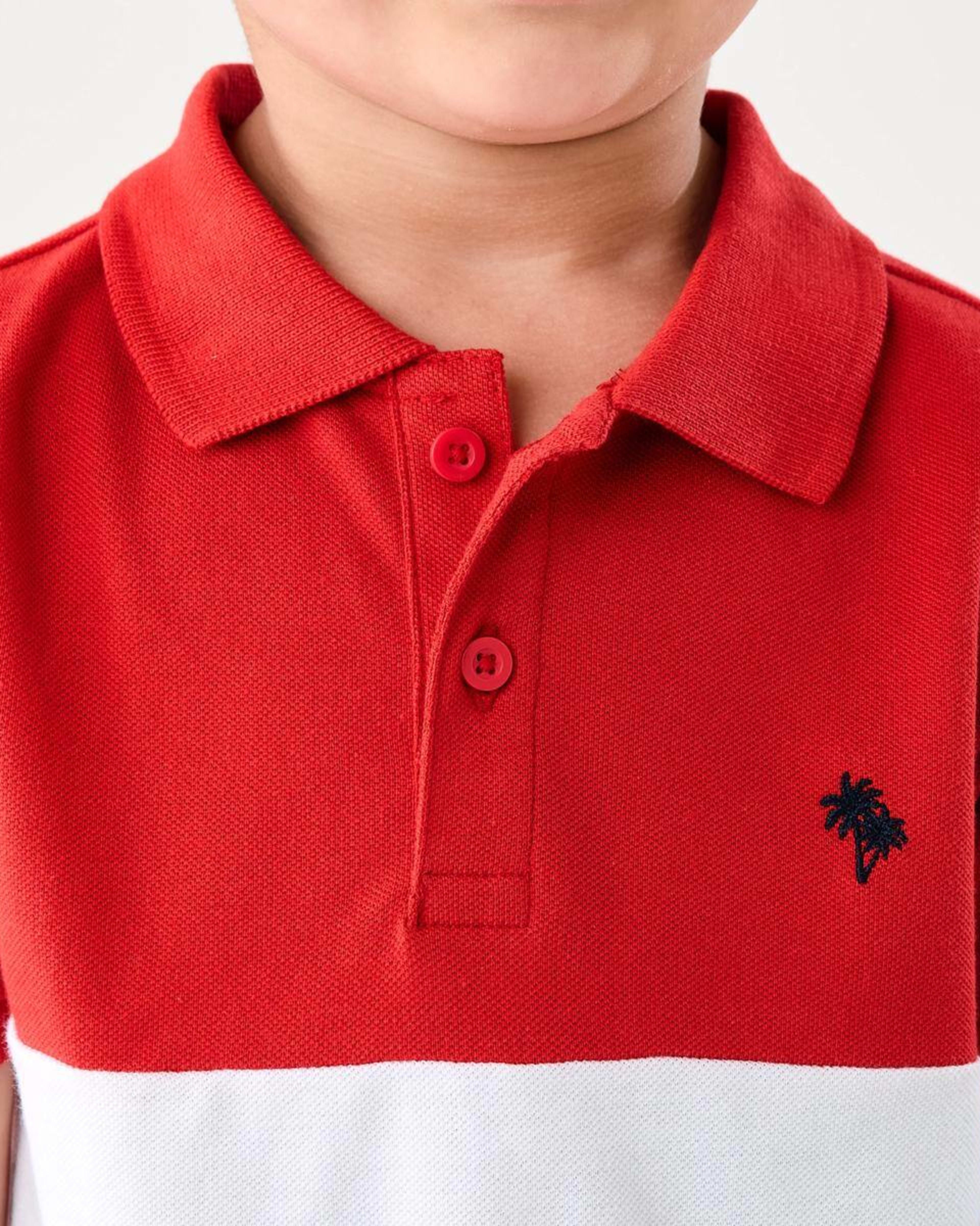 4 Colour Block Polo Shirt RUBICONDO RED, 4 of 7