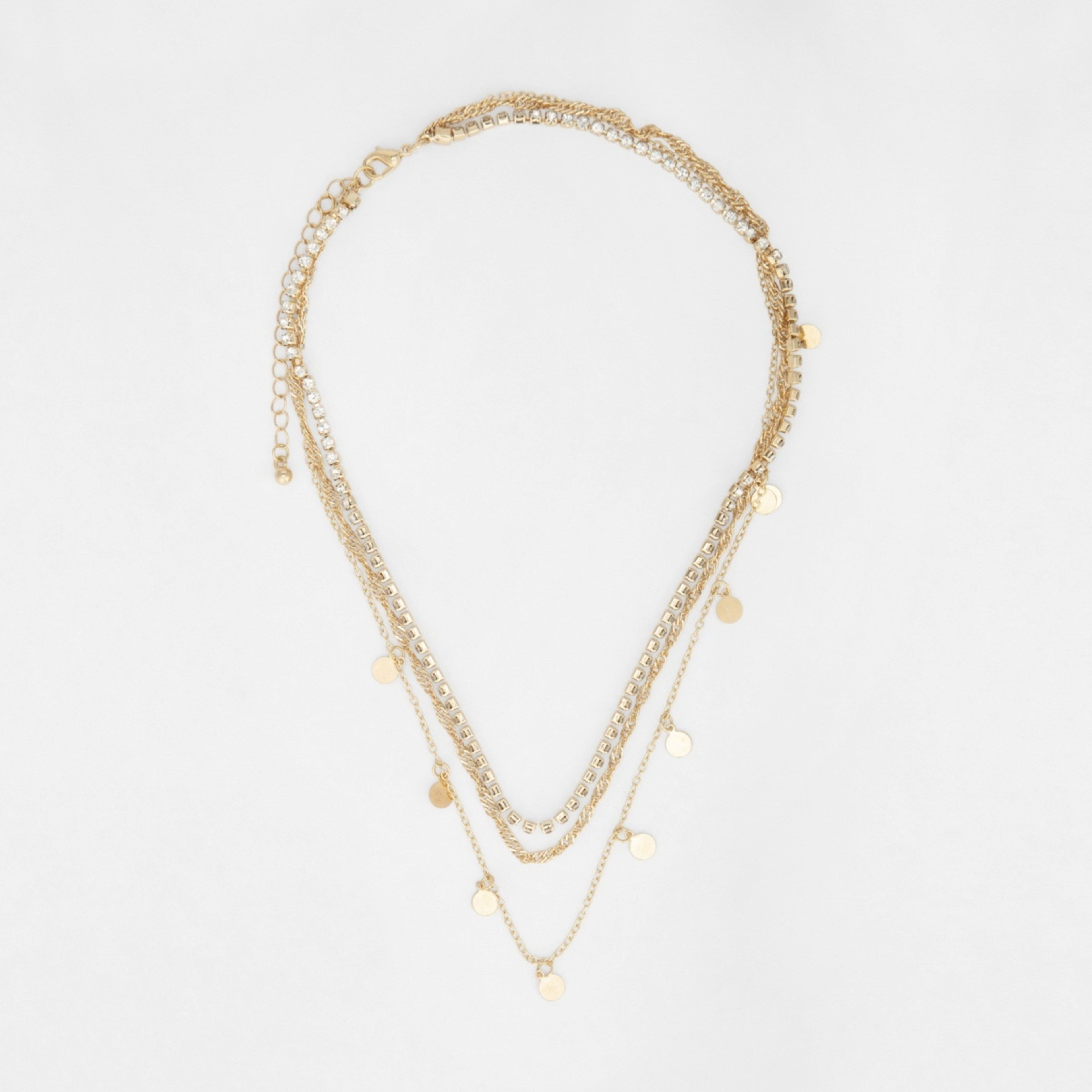 Multi Layer Diamante and Circle Necklace Gold Tone Kmart
