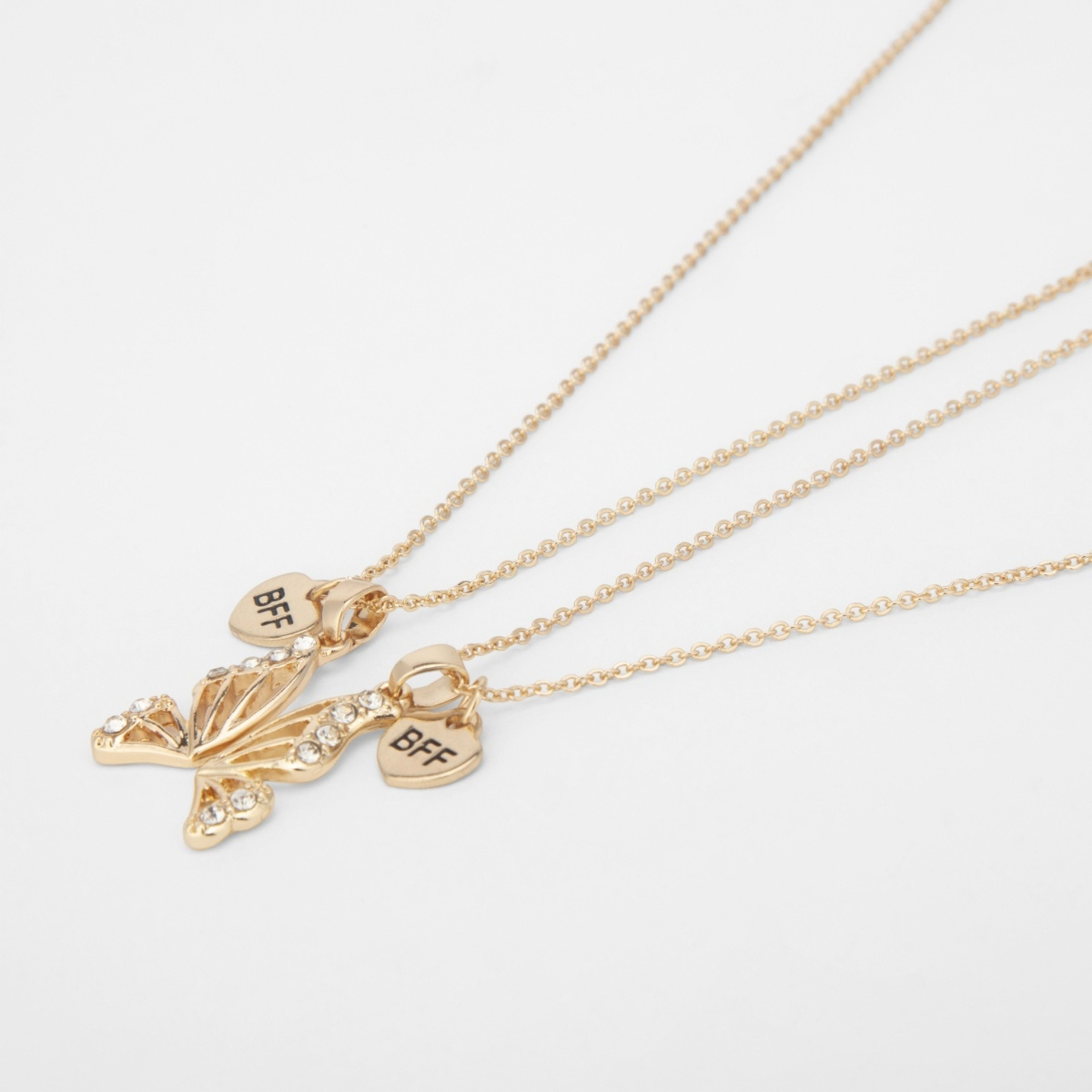 1 2 Pack BFF Half Butterfly Necklace - Gold Tone