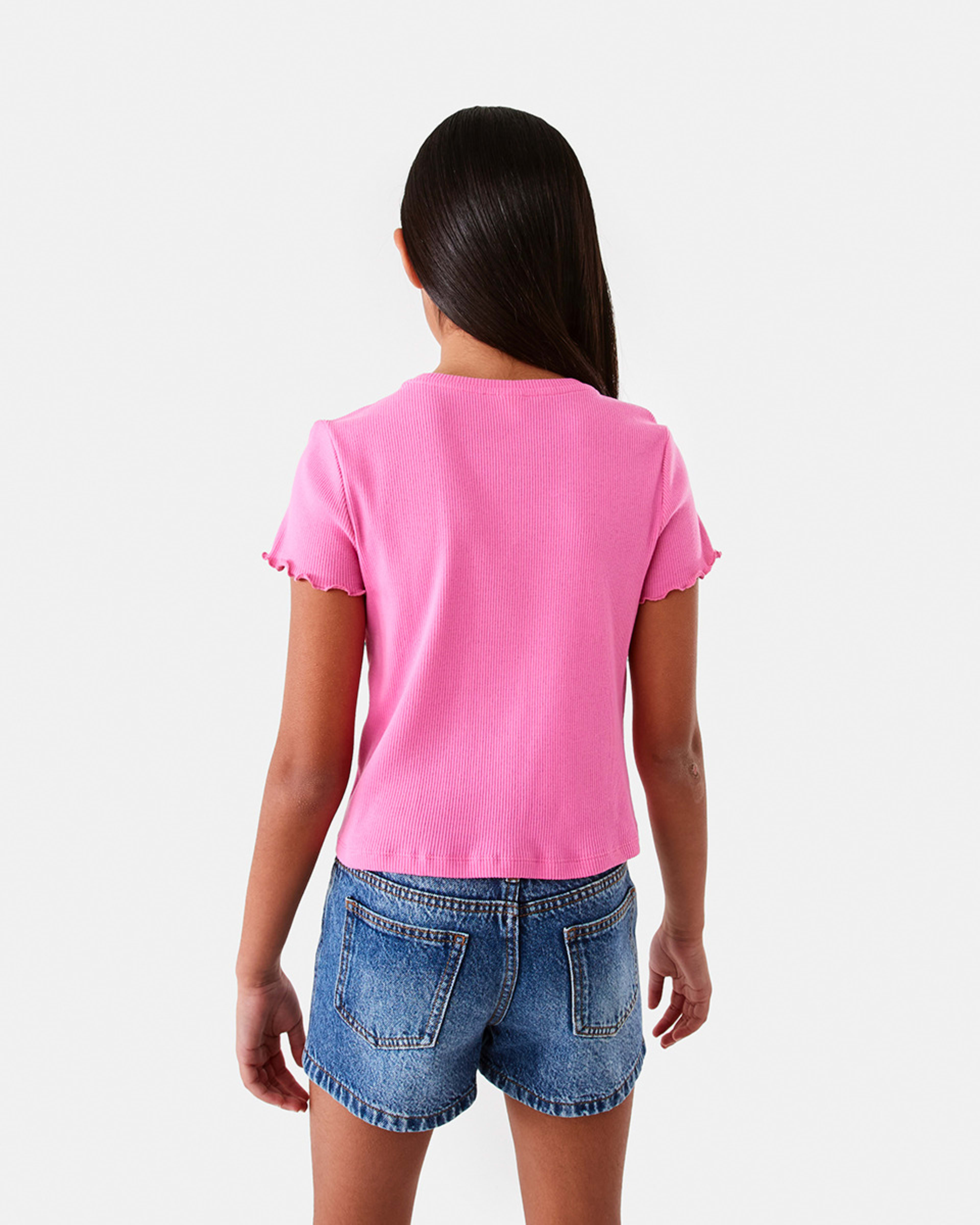 2 Short Sleeve Rib Top Azalea Pnk, 2 of 10