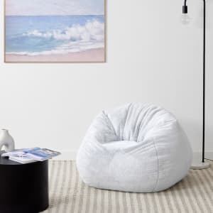 Grey Fluffy White Beanbag Grey Fluffy Bean Bag Grey Faux Fur Bean Bag