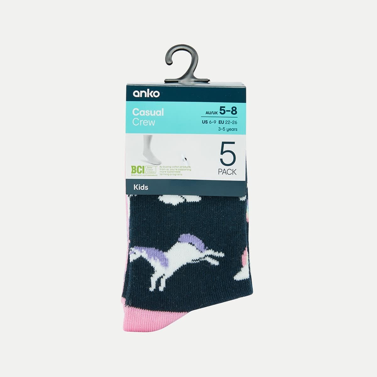 5 Pack Crew Socks Kmart