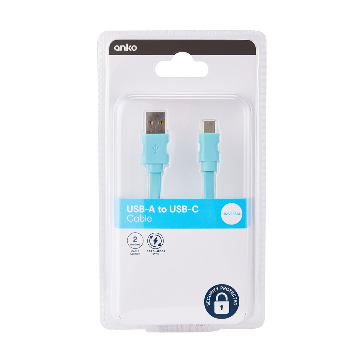USBC Metal Cable 2m Teal Kmart