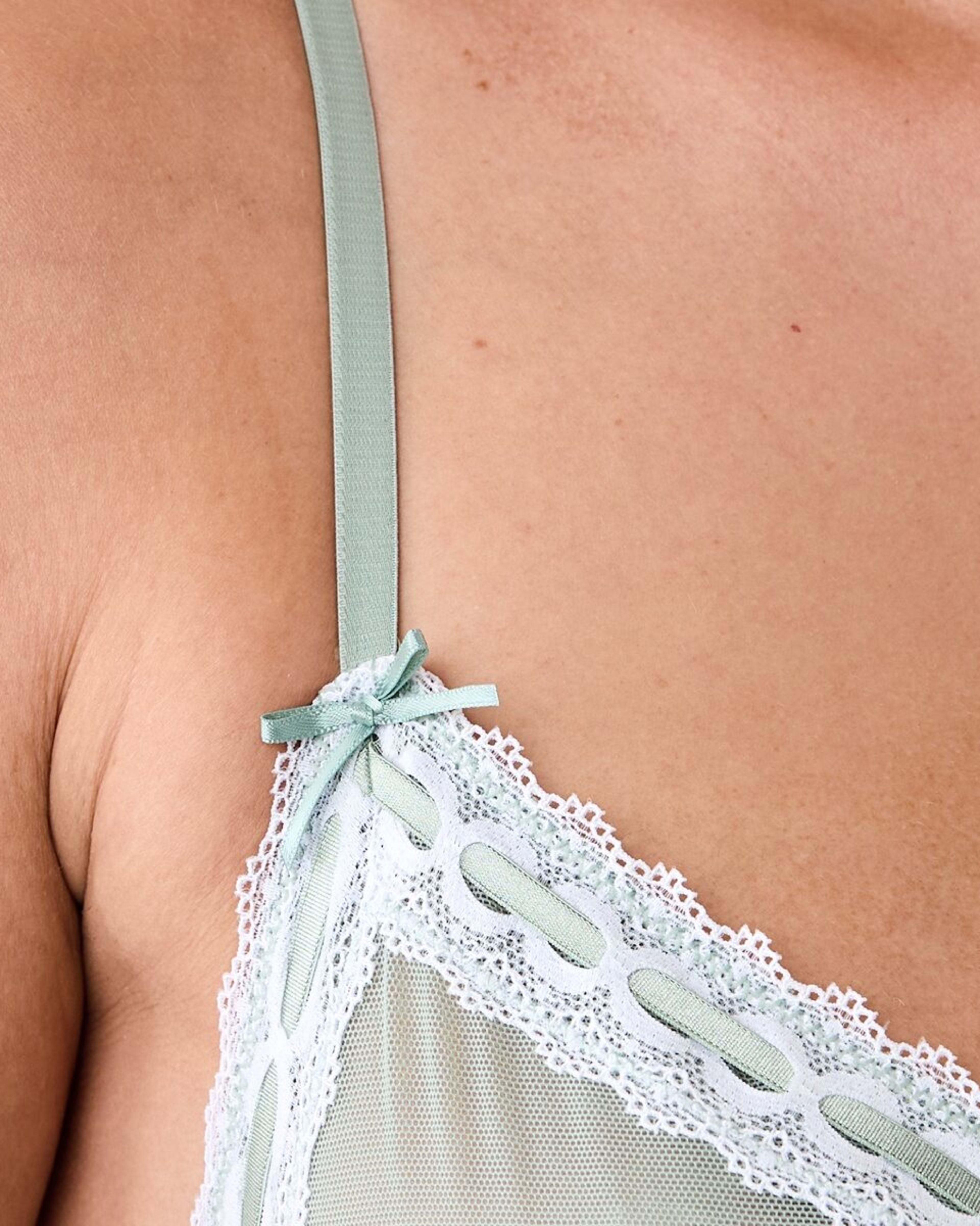 4 Co-ordinated Ribbon Trim Soft Cup Bra Ice Grn, 4 of 6