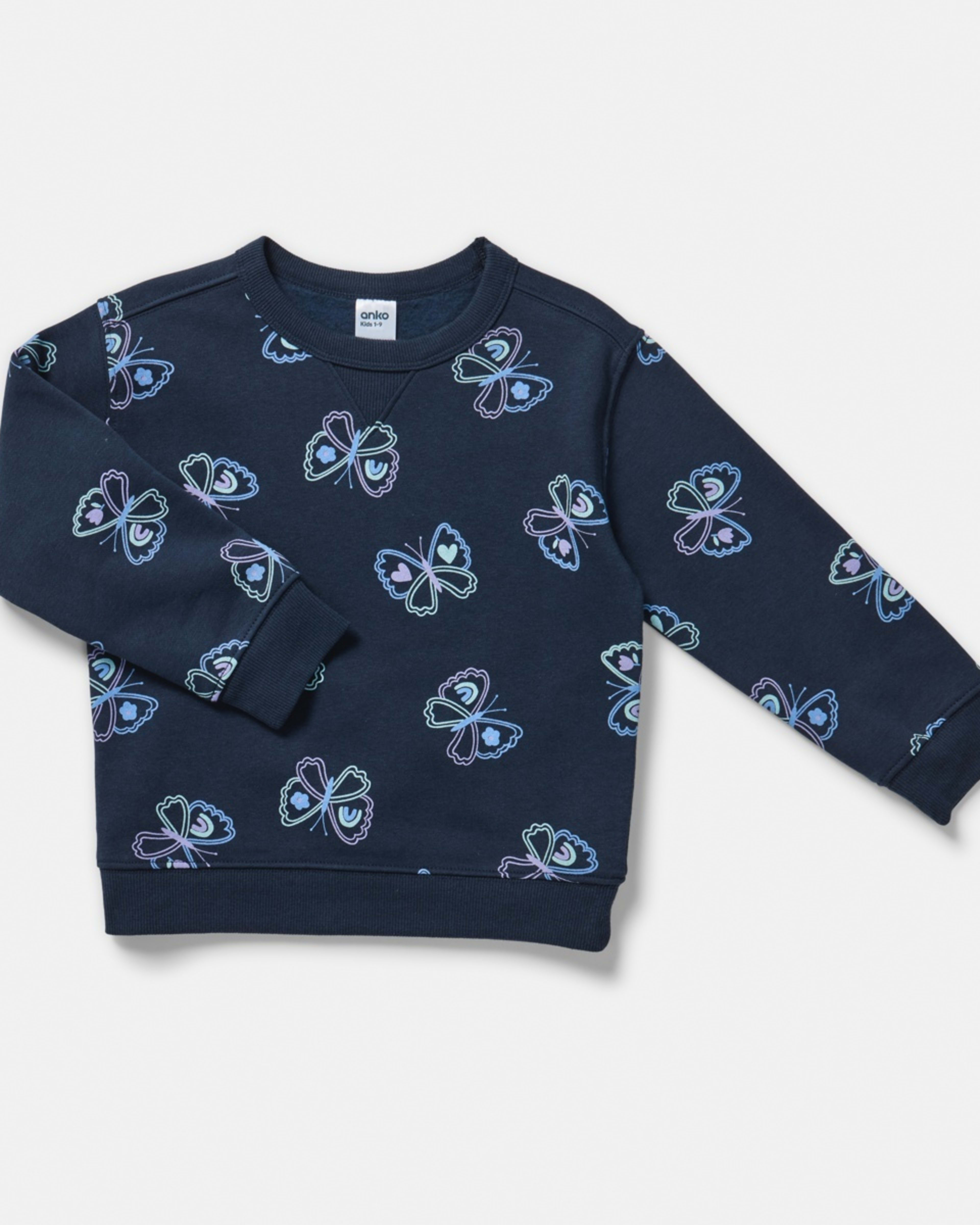 7 All Over Print Crew Neck Sweatshirt Butterfly, 7 of 8