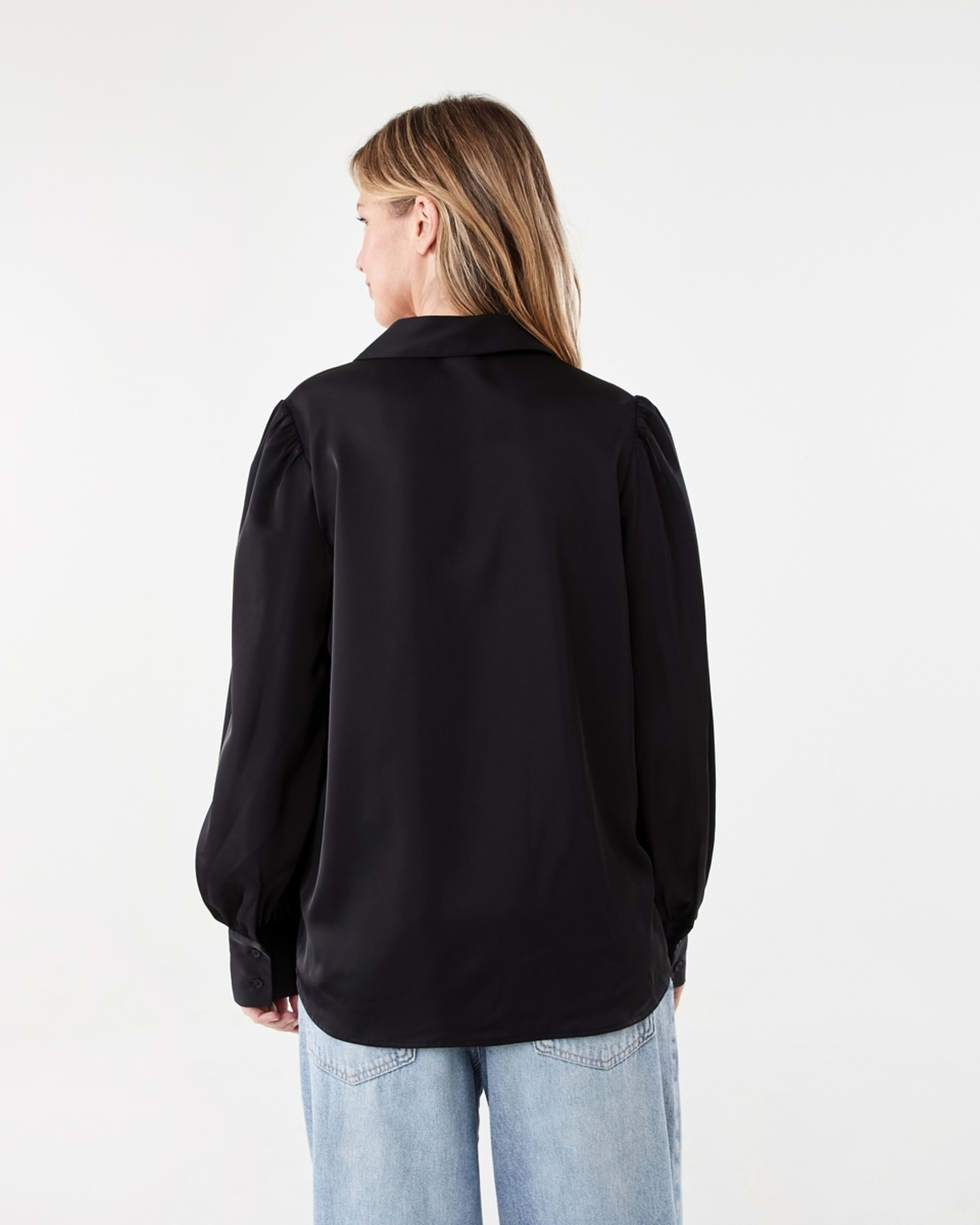 3 Long Sleeve Satin Shirt Black, 3 of 6