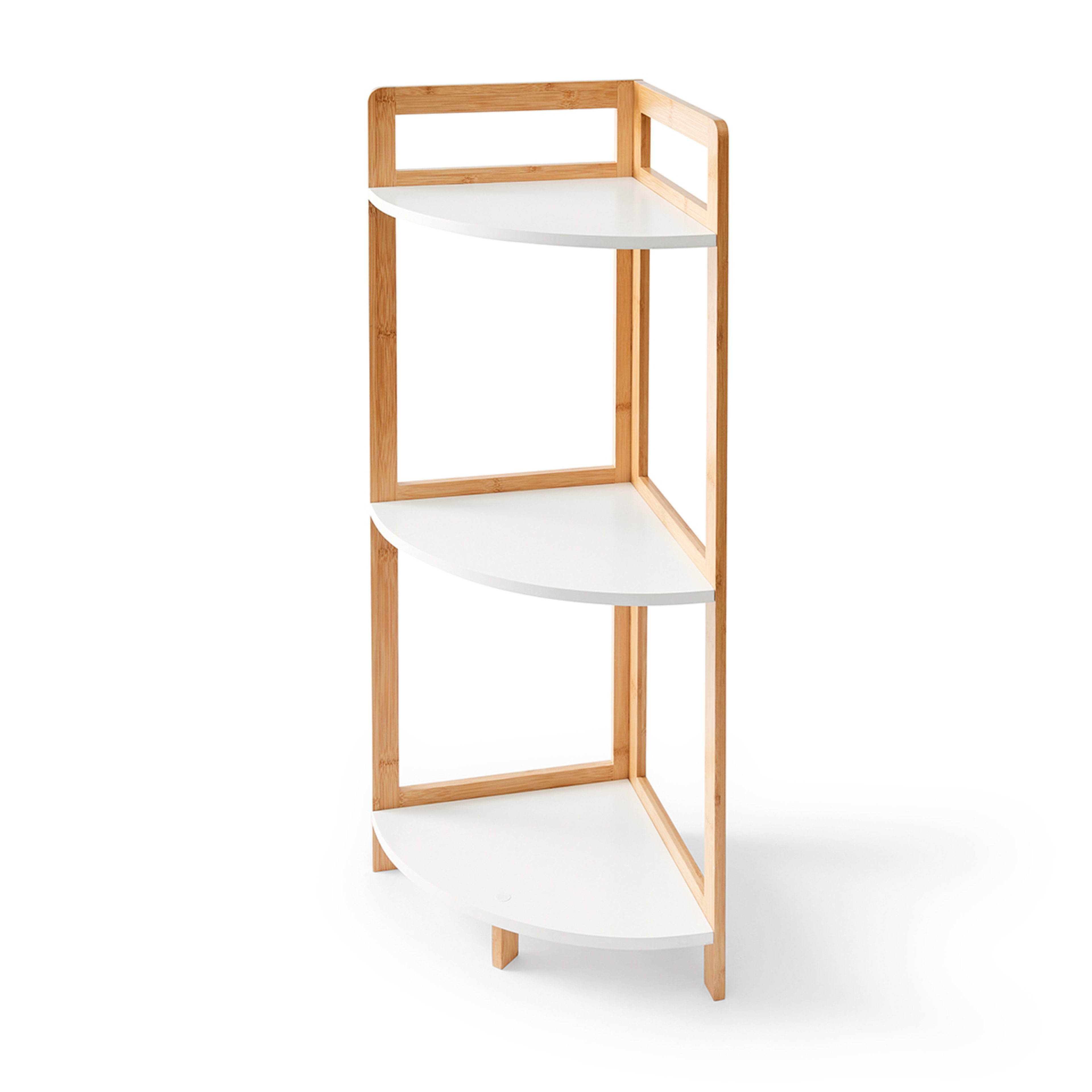 Bamboo and White 3 Tier Corner Shelf Kmart