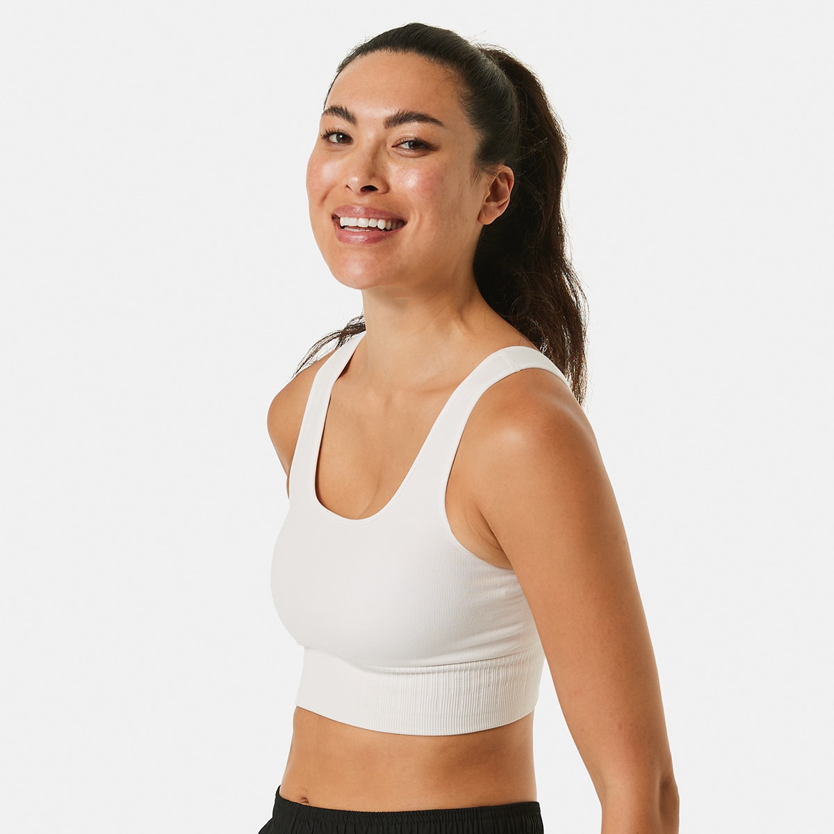 Active Womens Medium Impact Seamfree Square Neck Crop Top Kmart