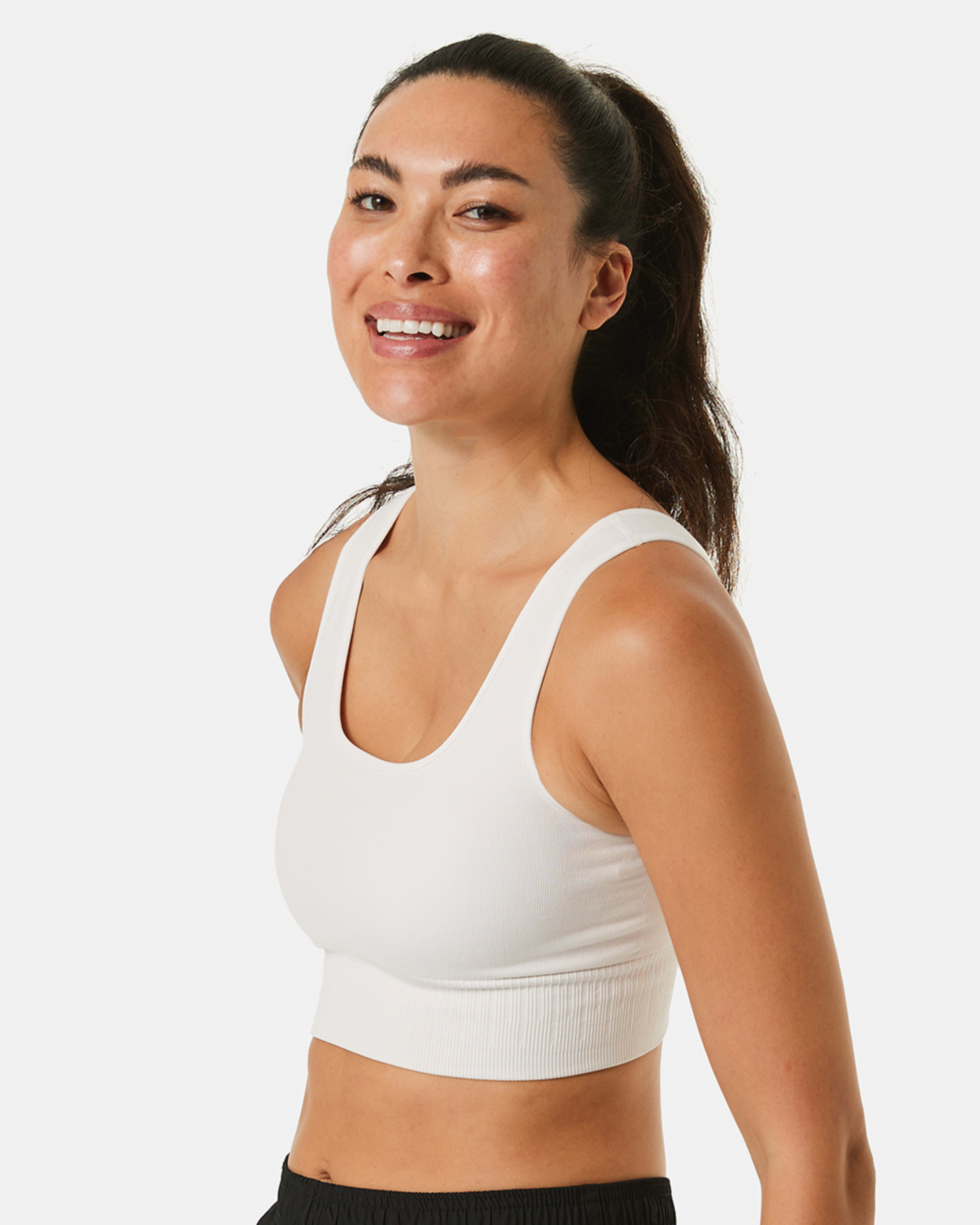 Active Womens Medium Impact Seamfree Square Neck Crop Top Kmart