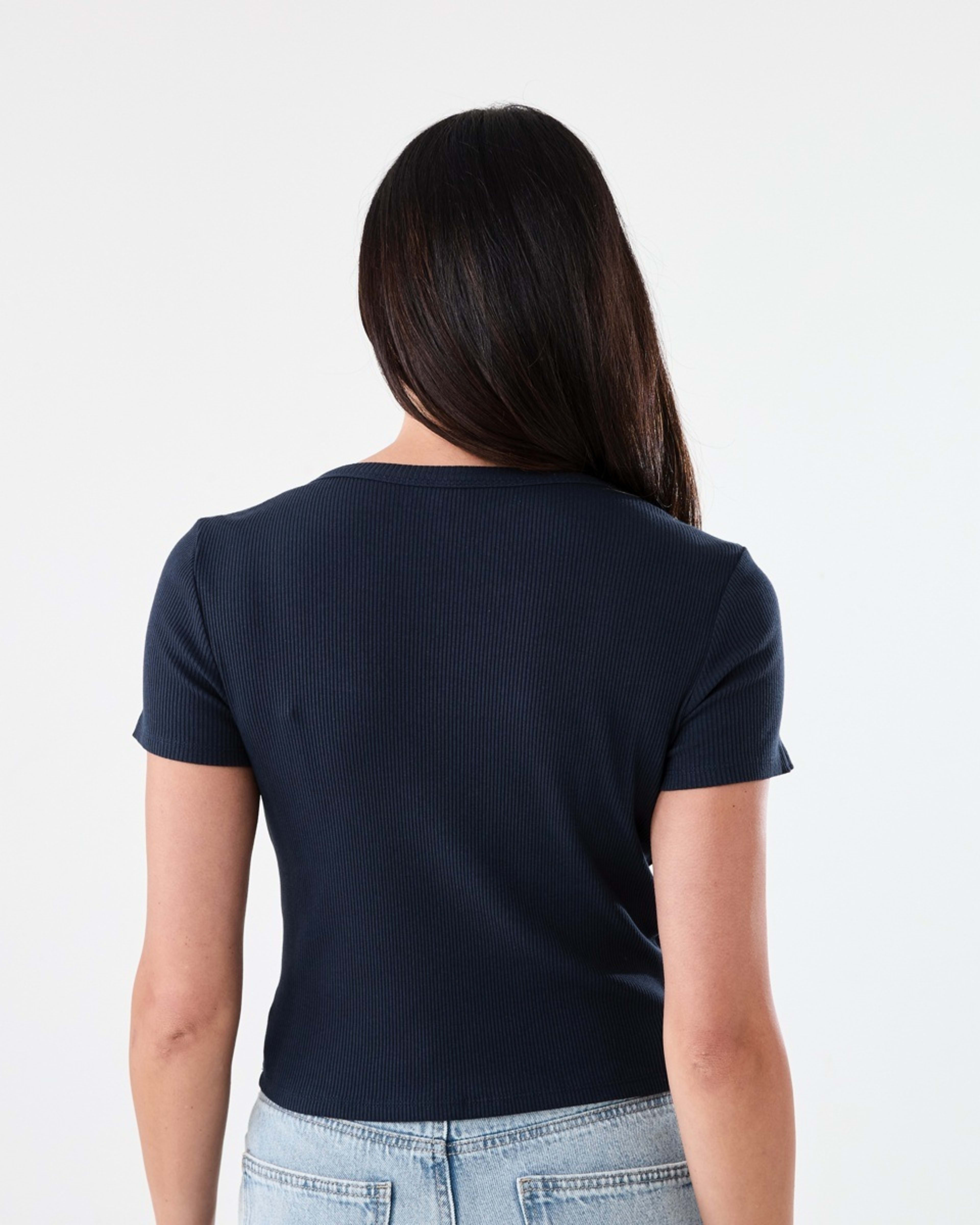 3 Short Sleeve Rib Square Neck T-shirt Navy Blaze, 3 of 5