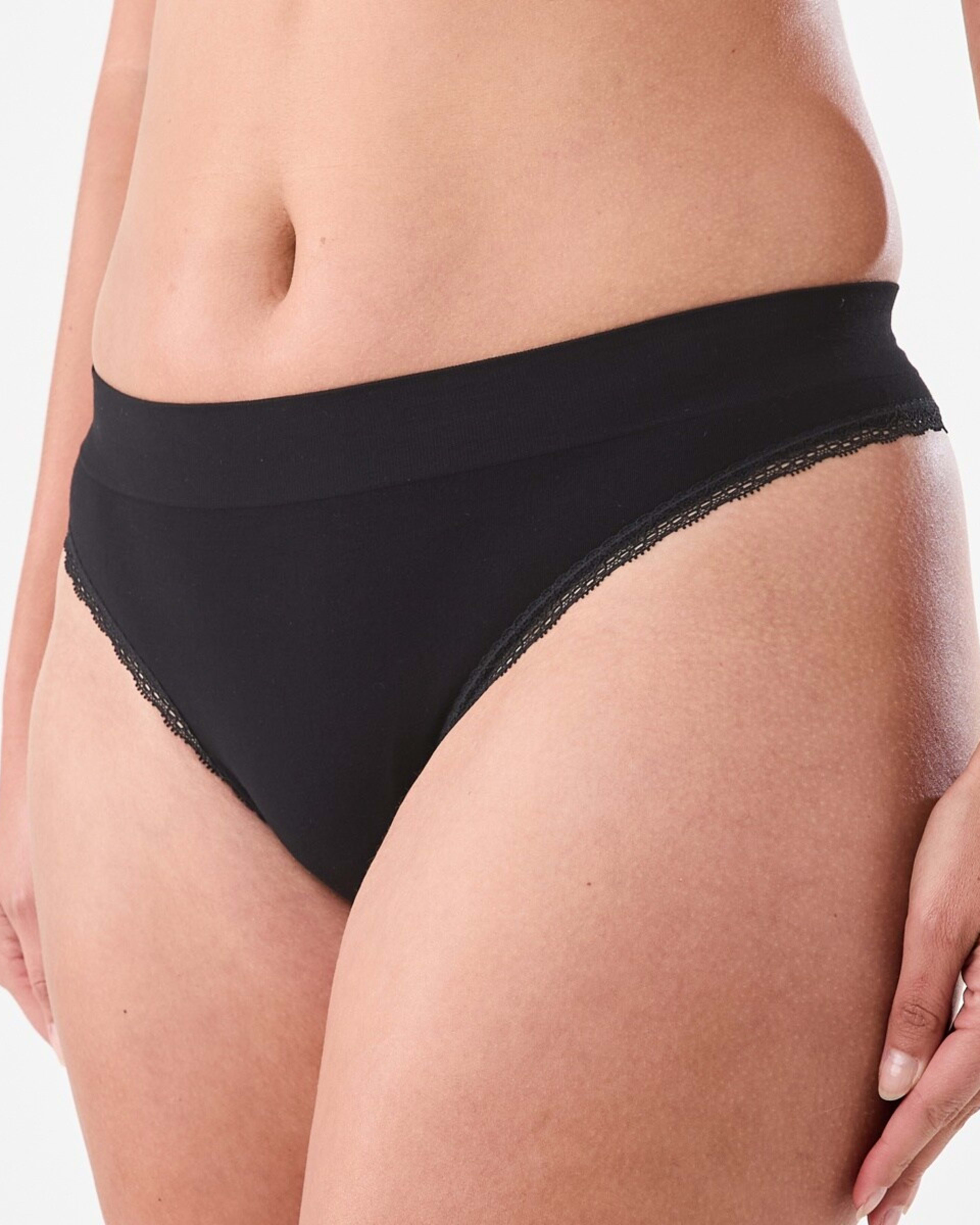 5 3 Pack Seamfree Bamboo Lace G-string Briefs BLACK, BLACK, BLACK, 5 of 6