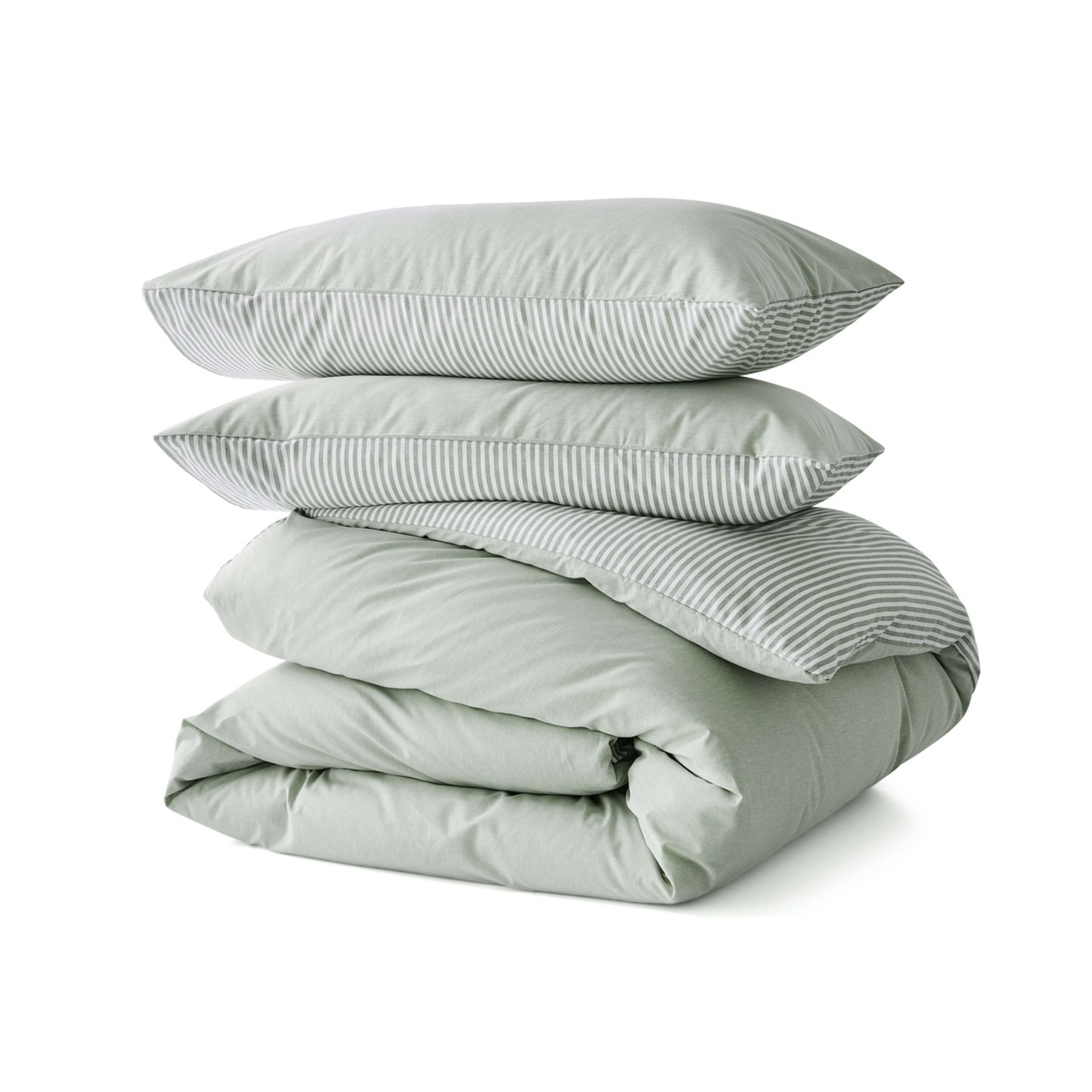 6 Chambray Cotton Rich Reversible Quilt Cover Set - Queen Bed, Seagrass, 6 of 7