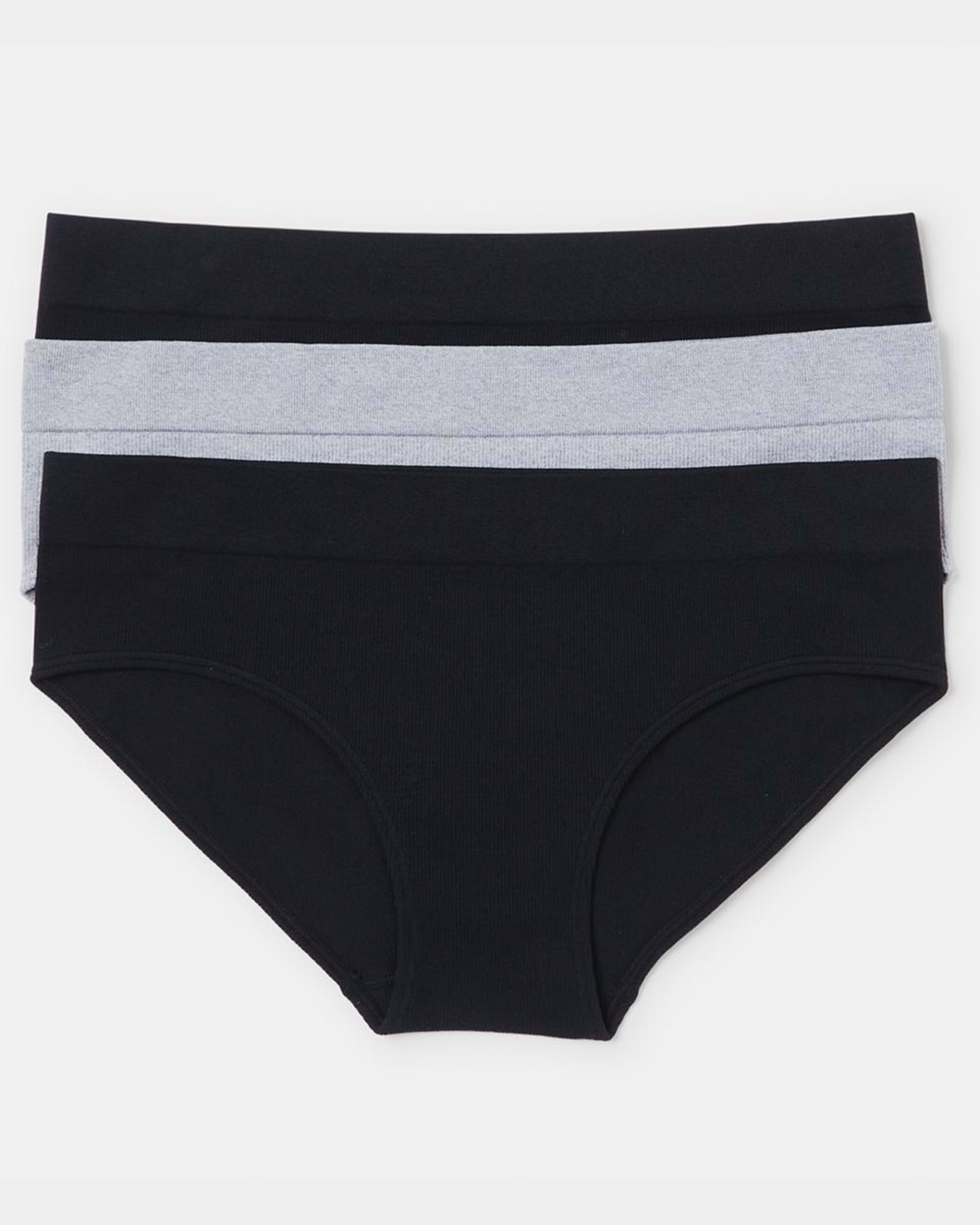 1 3 Pack Ribbed Seamfree Boyleg Briefs BLACK, GREY MARLE, BLACK