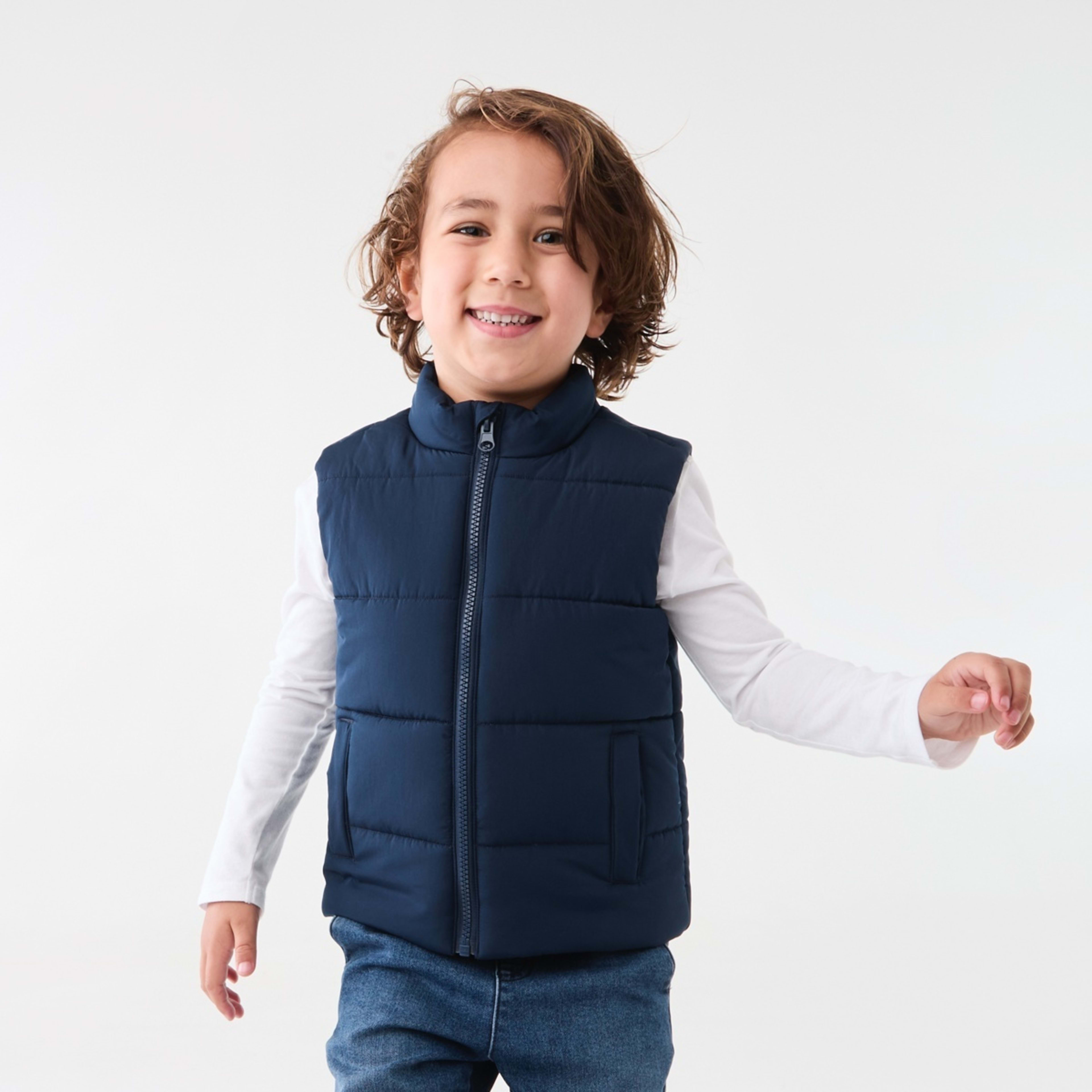 2 Basic Puffer Vest Dress Blue, 2 of 9