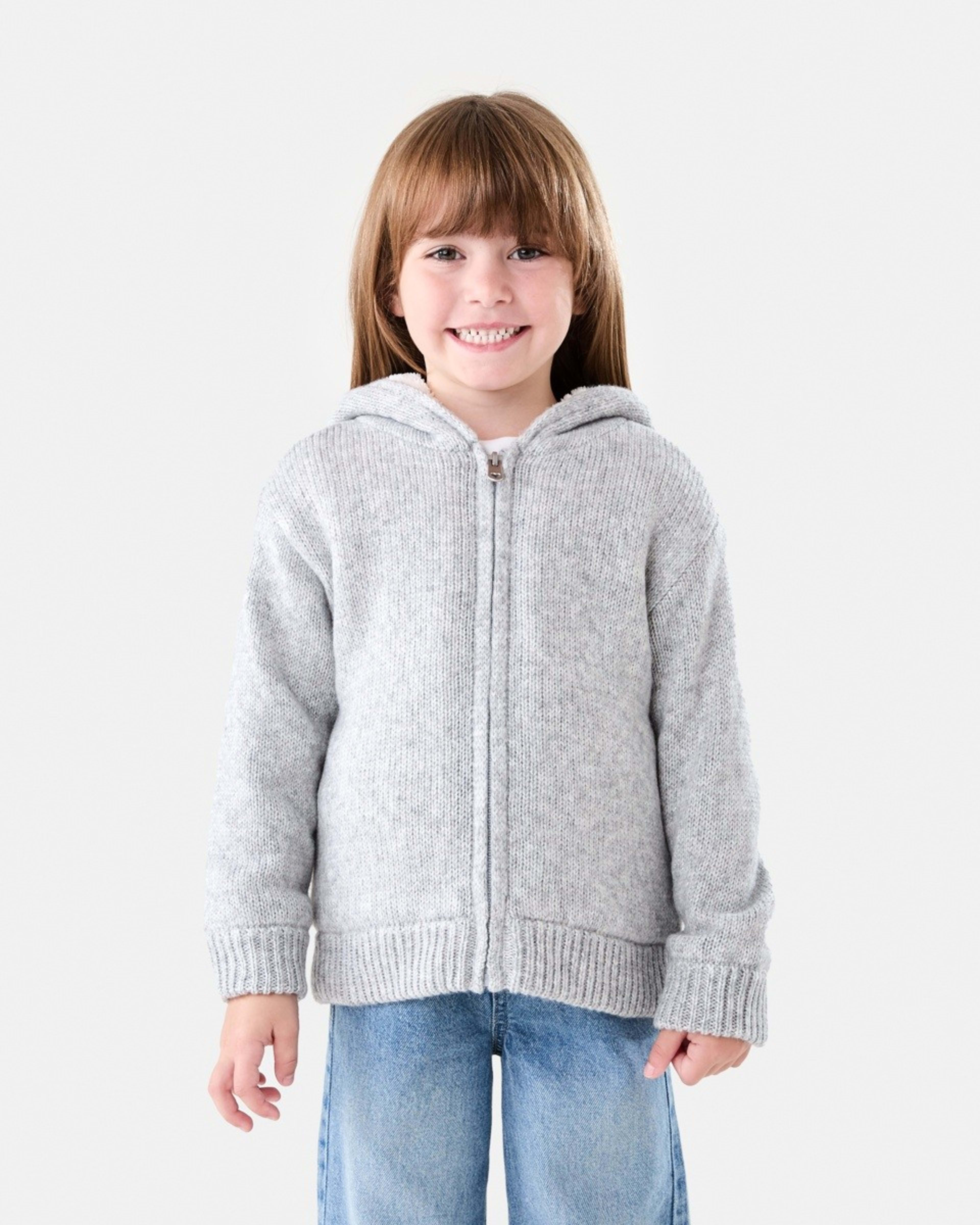 2 Sherpa Lined Cardigan Gry Lurex, 2 of 8