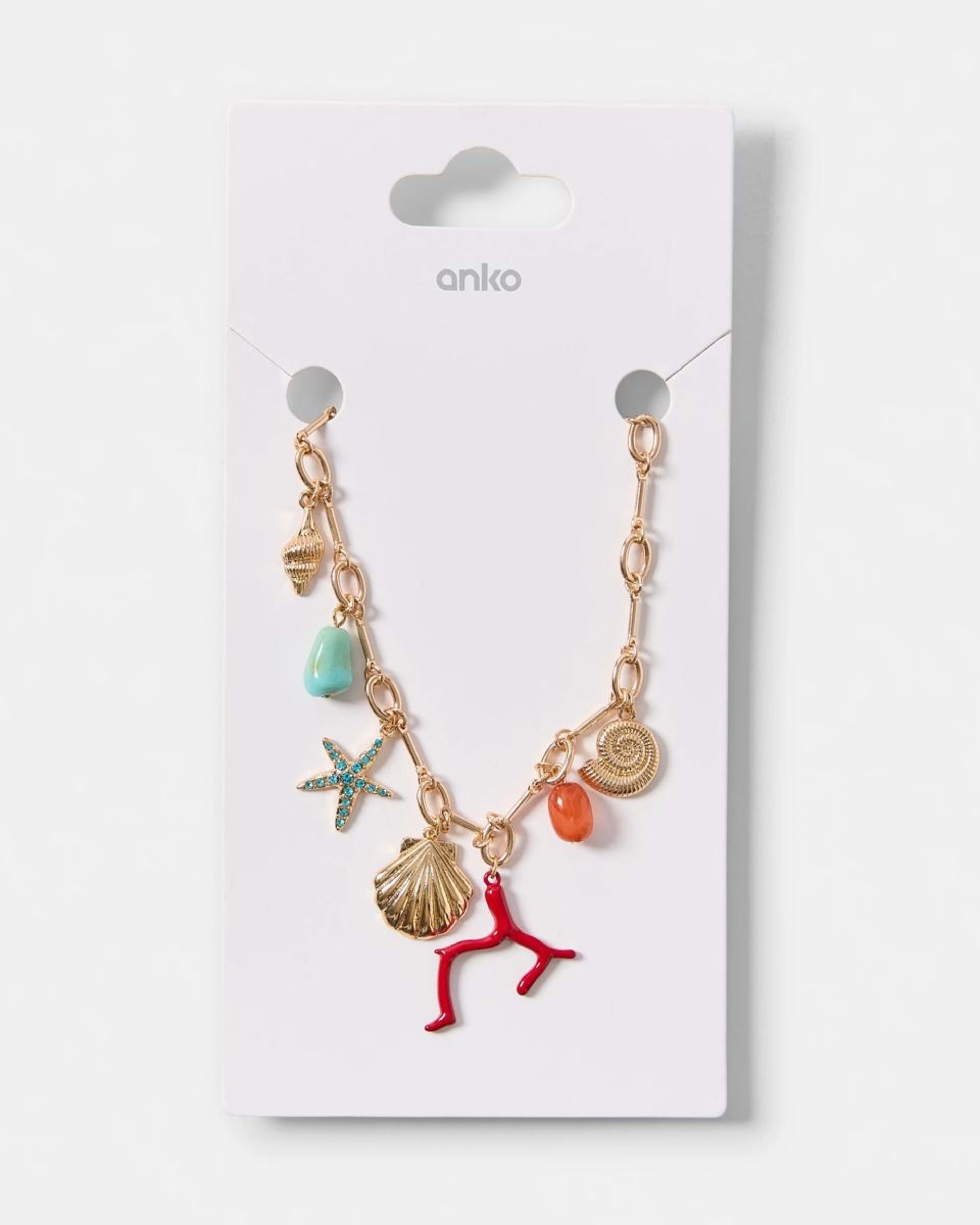 6 Seashell Charms Necklace - Gold Tone GOLD METAL, 6 of 6