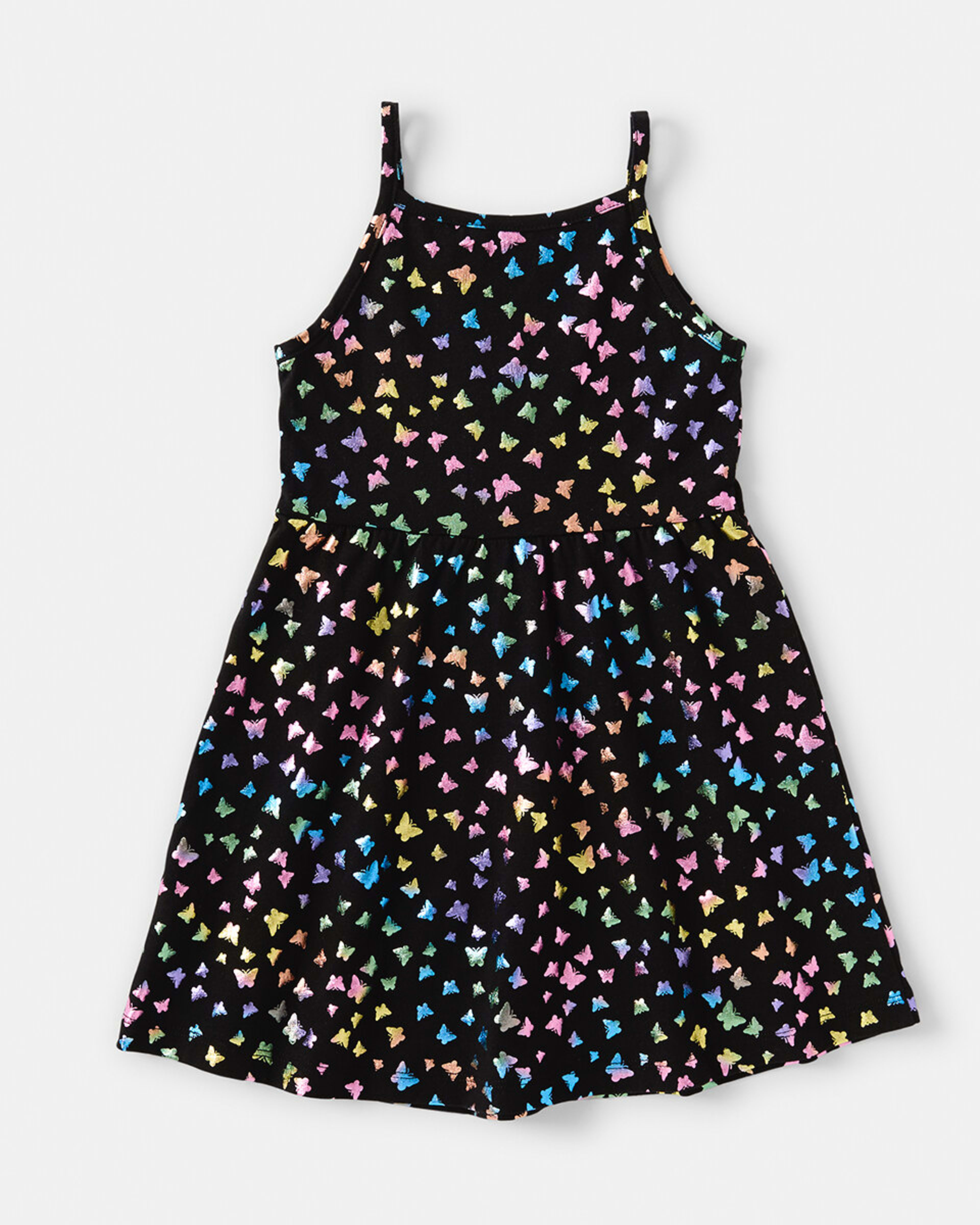 9 Sleeveless Foil Print Dress Blk Bfly, 9 of 9