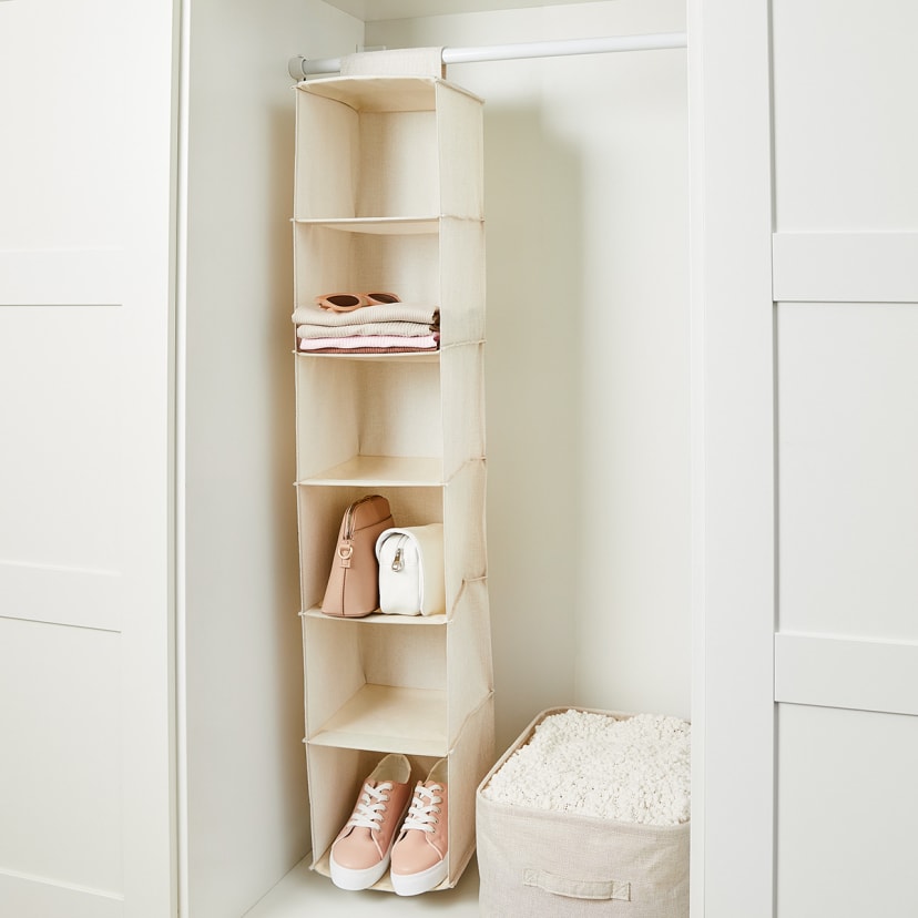 6 Shelf Linen Look Hanging Organiser Kmart