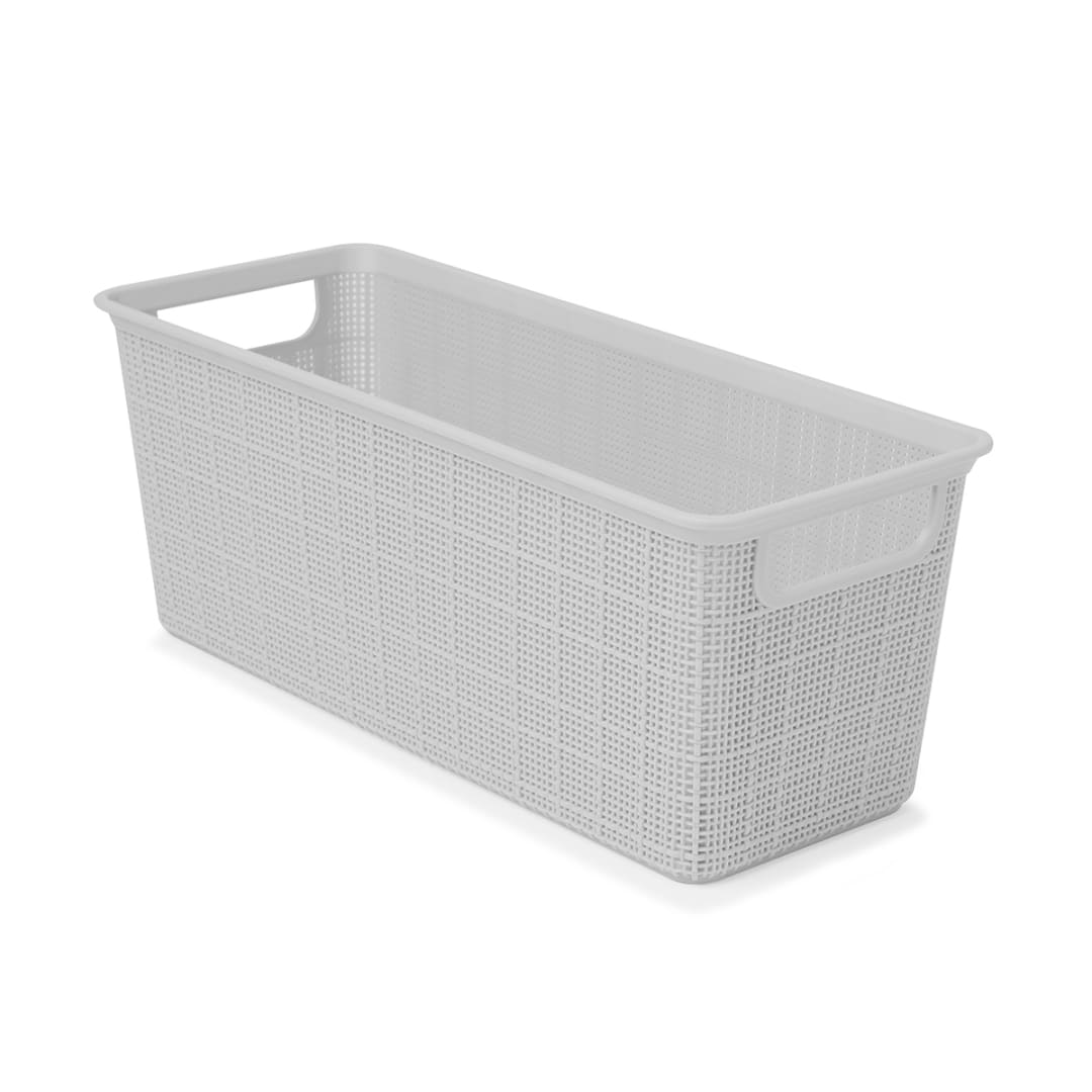 4.5L Rectangle Linen Weave Basket - Grey - Kmart