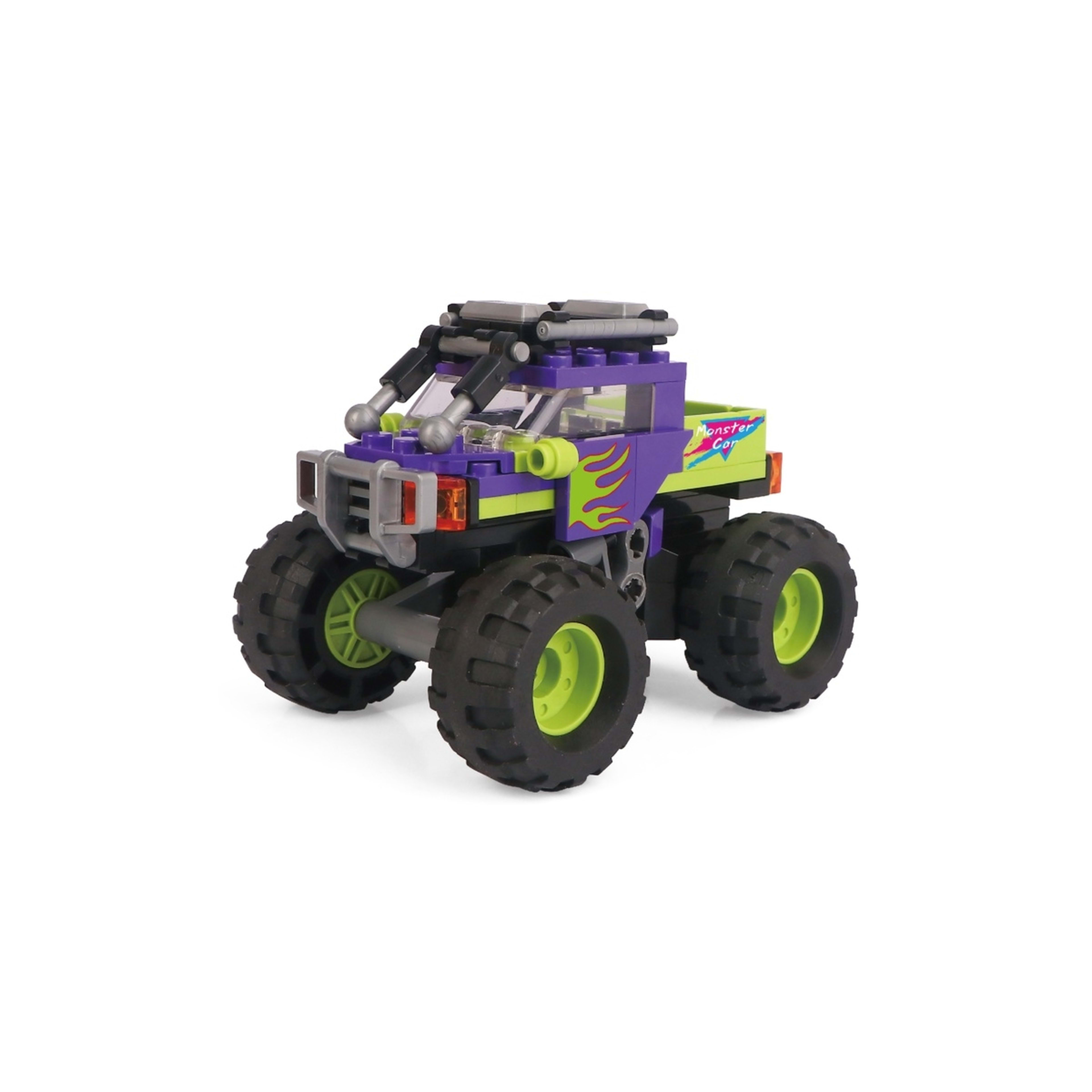 4 Mini Blocks Vehicle Series: Pull Back Monster Truck - Assorted, 4 of 6