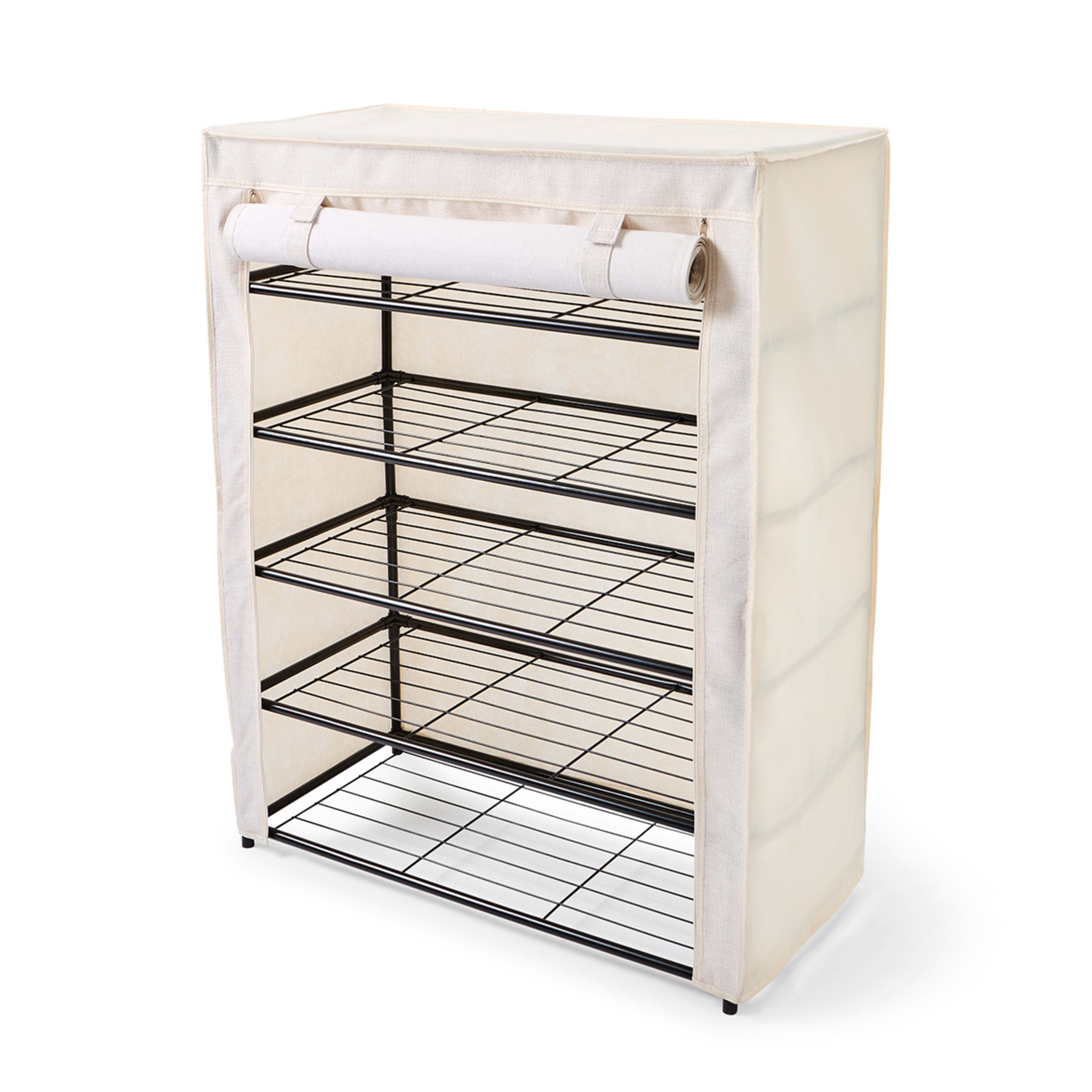 3 Linen Look Covered Shoe Rack, 3 of 10
