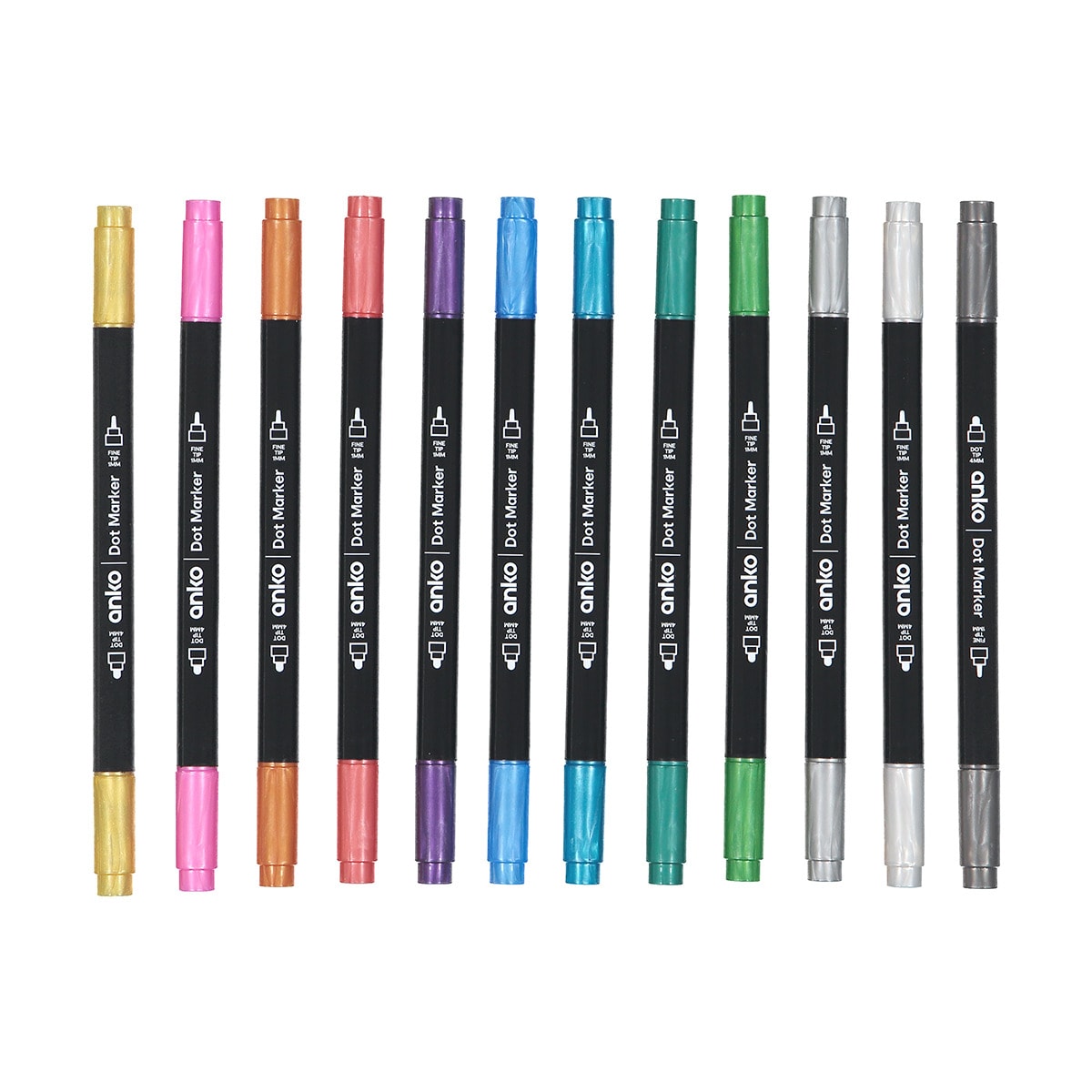 12 Pack Dual End Dot Markers Metallic Ink Kmart