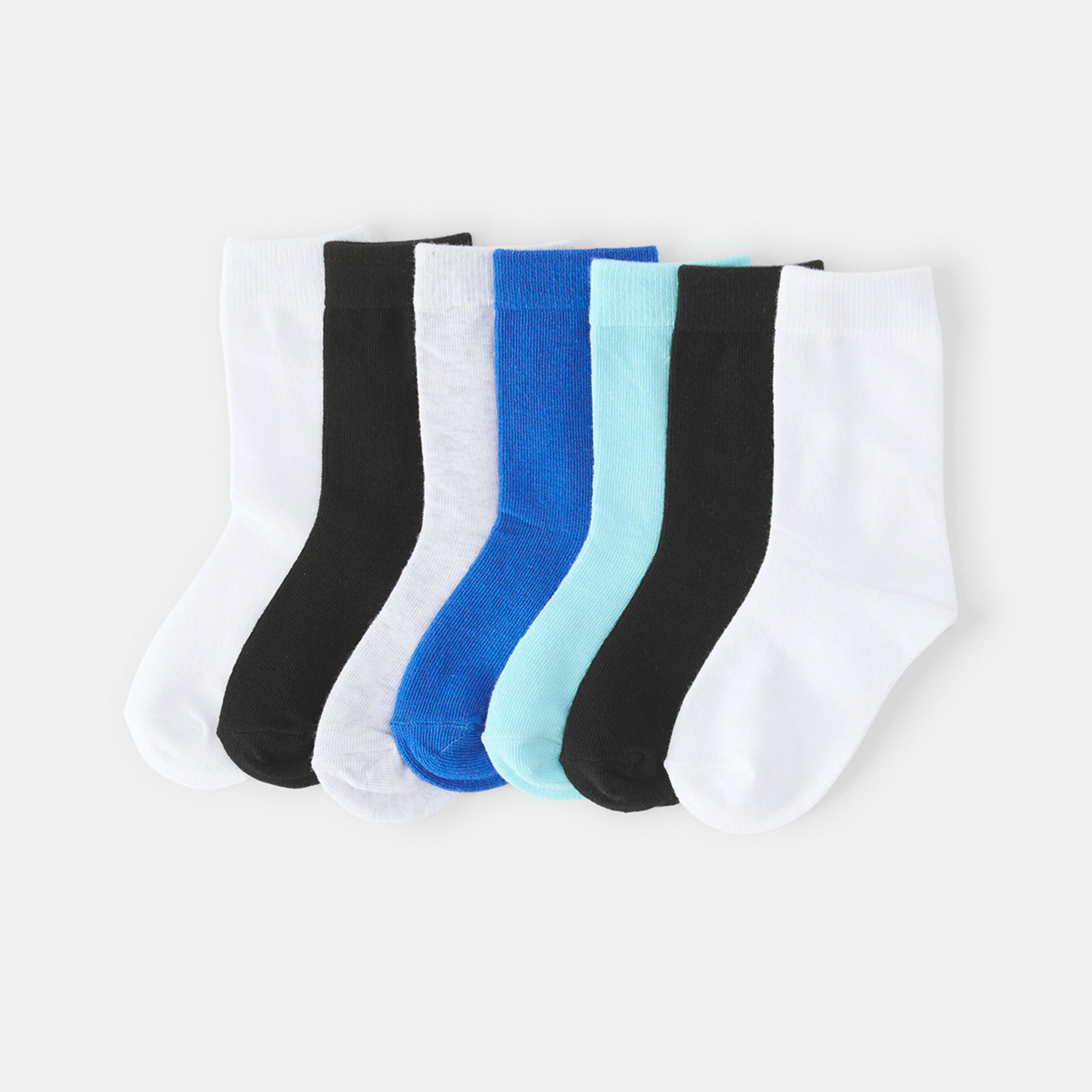 1 7 Pack Casual Crew Socks Blues, 1 of 3