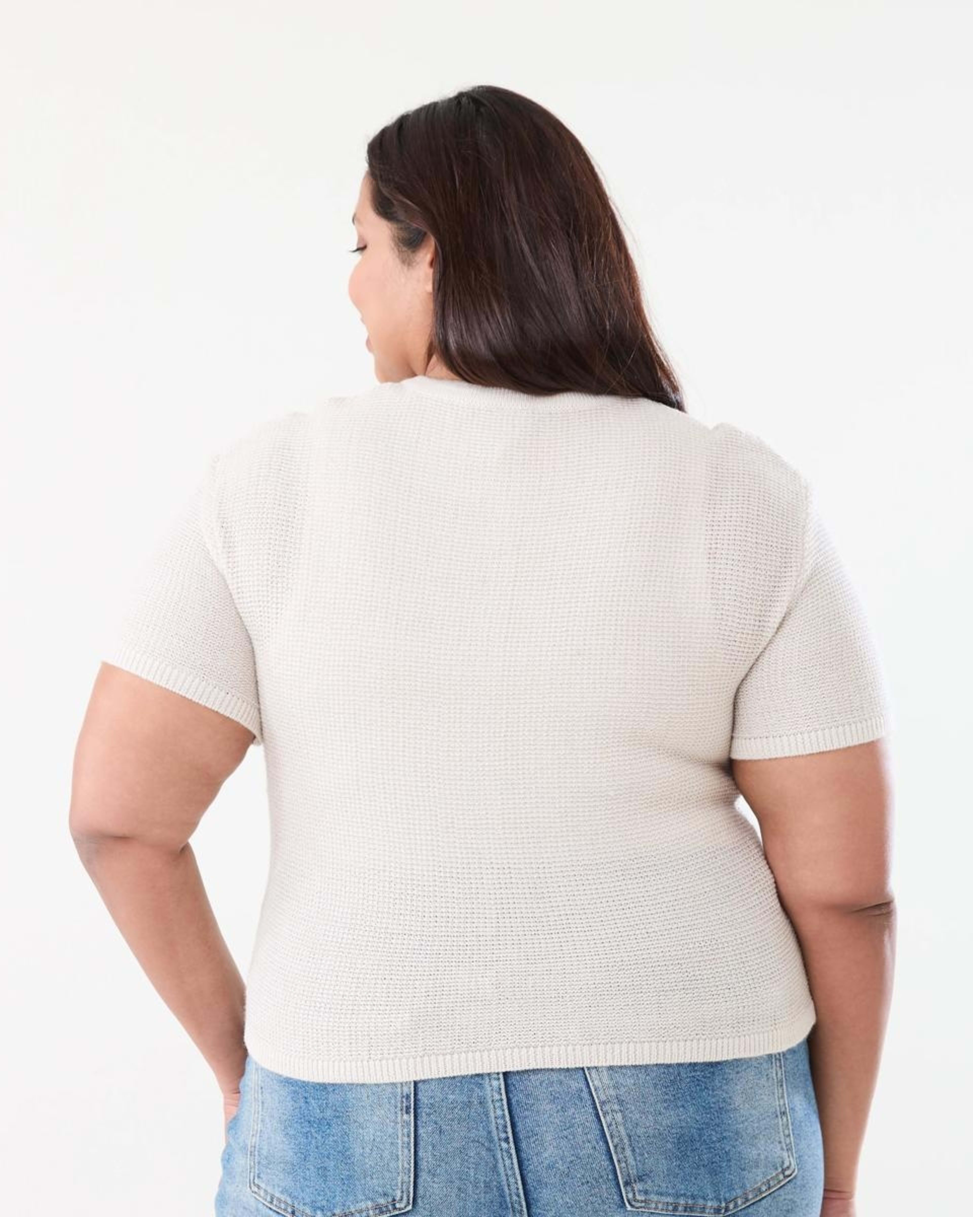 3 Curve Short Sleeve Lurex Cardigan NATURAL BEIGE, 3 of 5