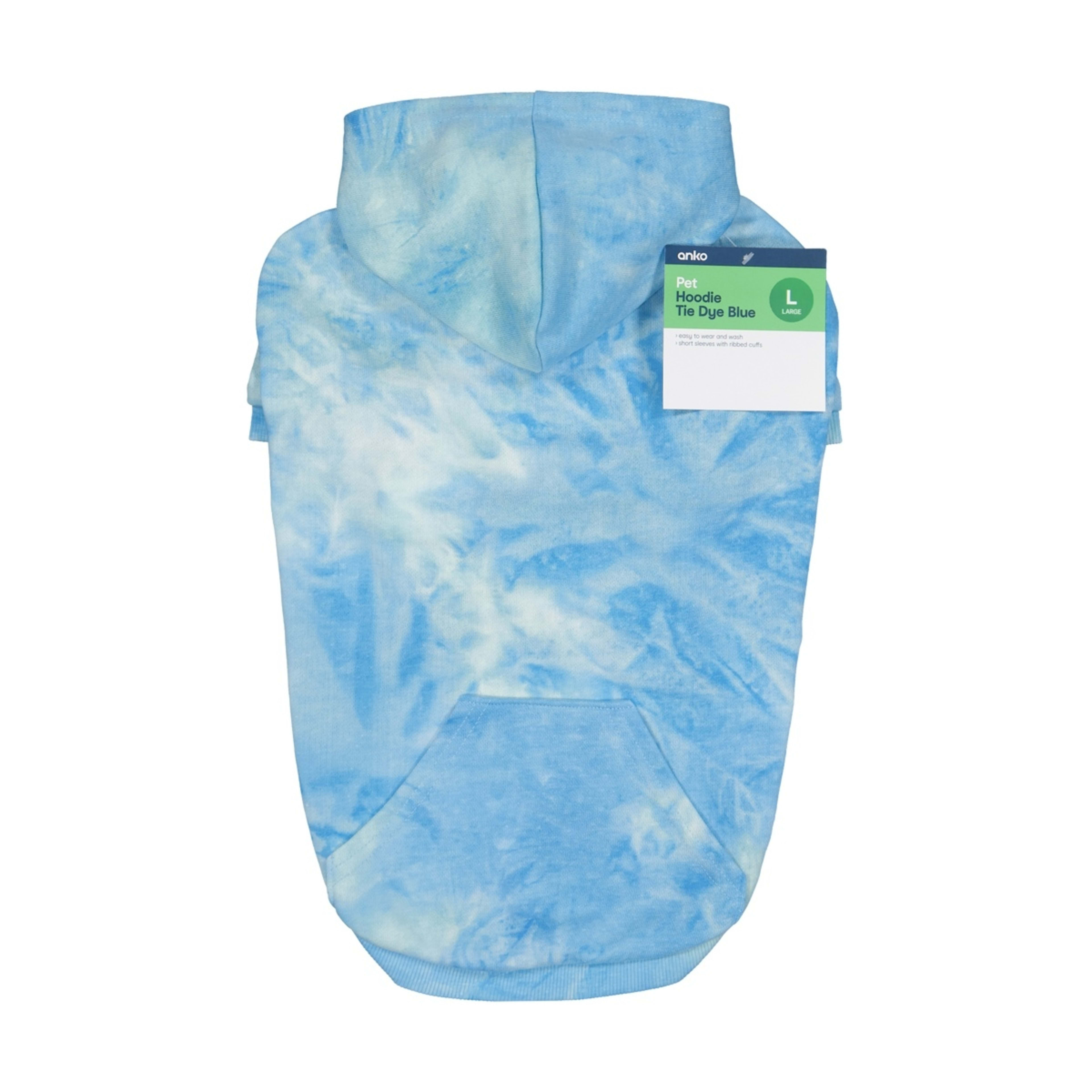 10 Pet Hoodie Tie Dye - Large, Blue, 10 of 10